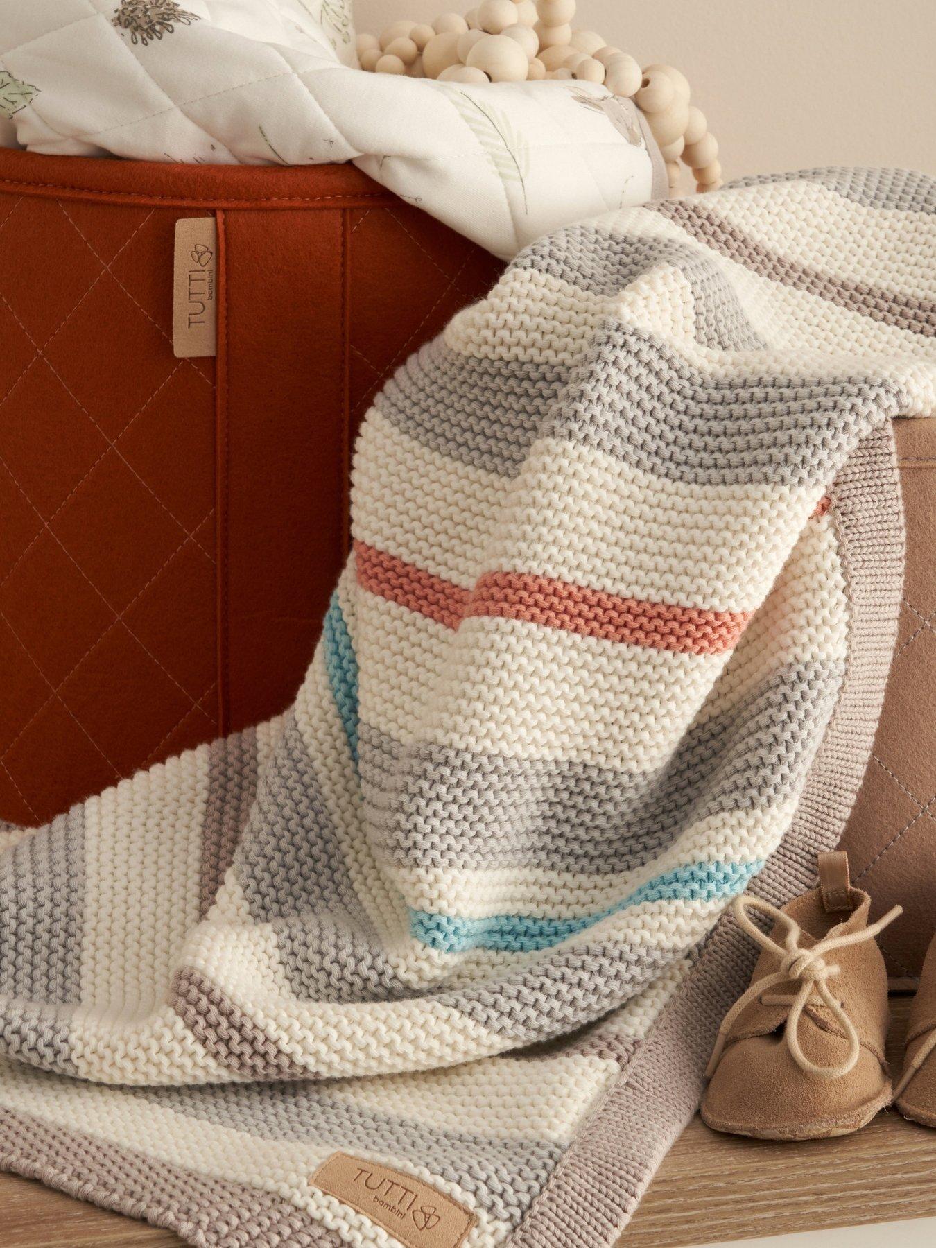 undefined Chunky Striped Knitted Baby Blanket - Cocoon - Multi