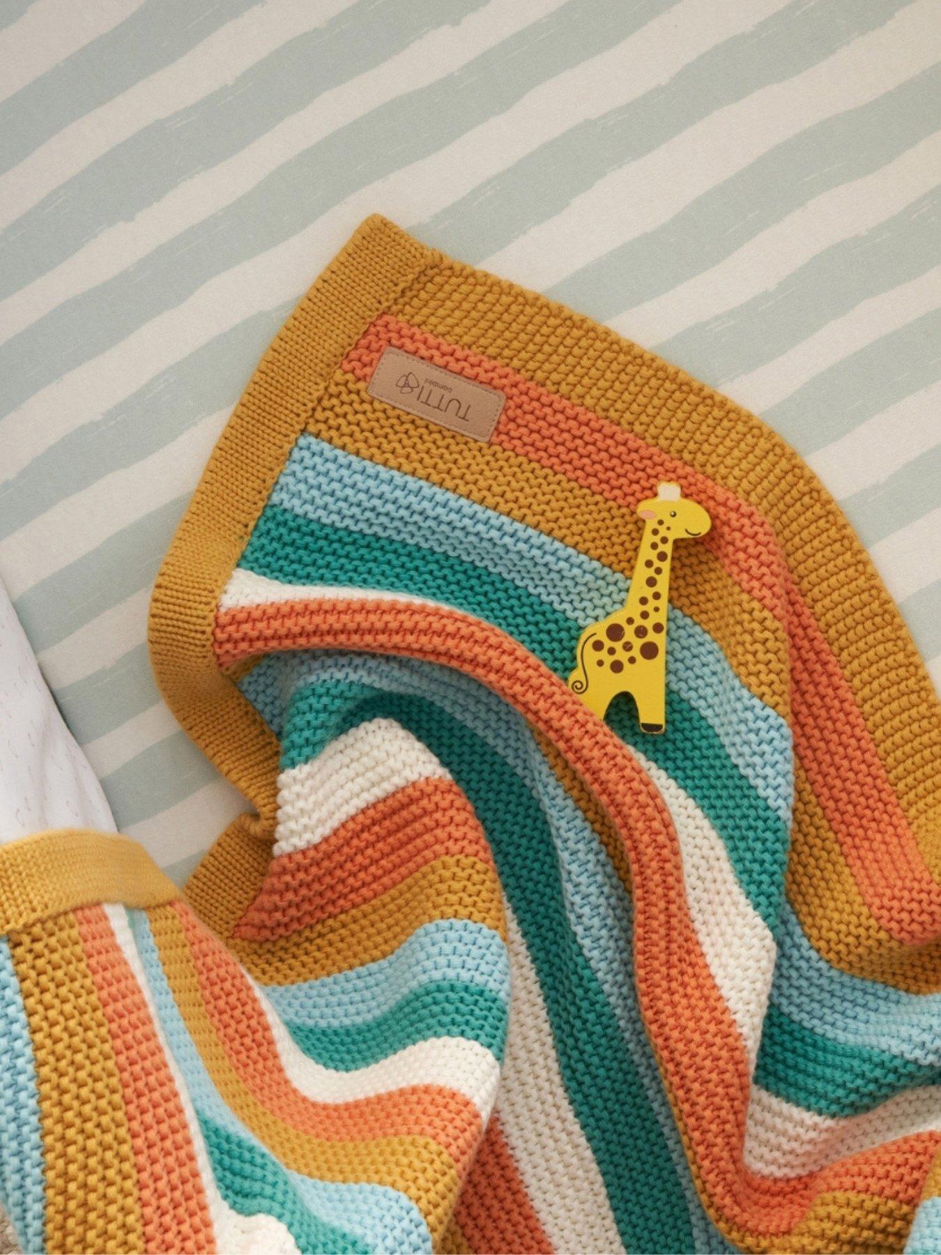 undefined Chunky Striped Knitted Baby Blanket - Run Wild - Multi