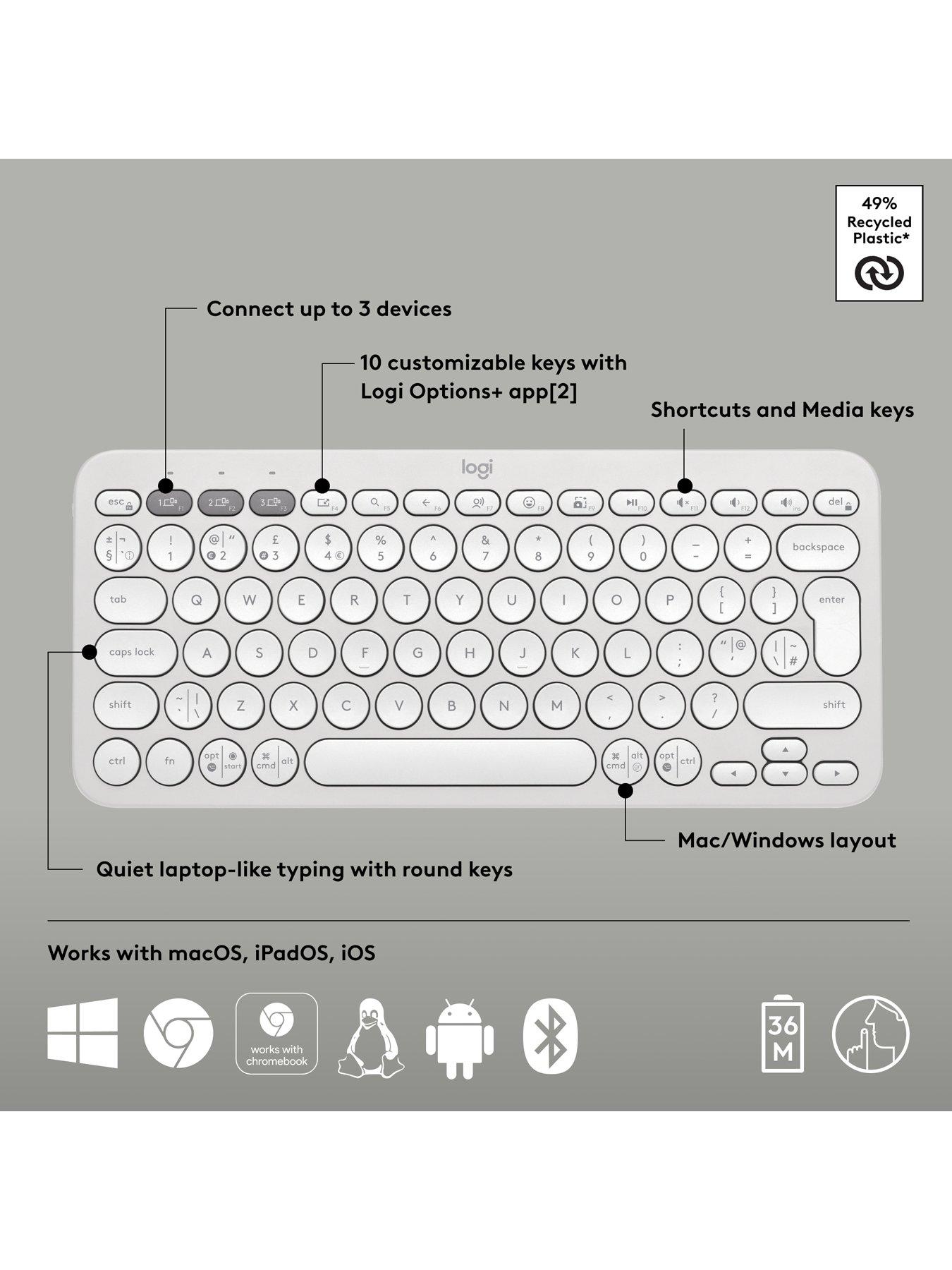  image of logitech-pebble-keys-2-k380s-multi-device-bluetooth-wireless-keyboard-slim-and-portable-off-white
