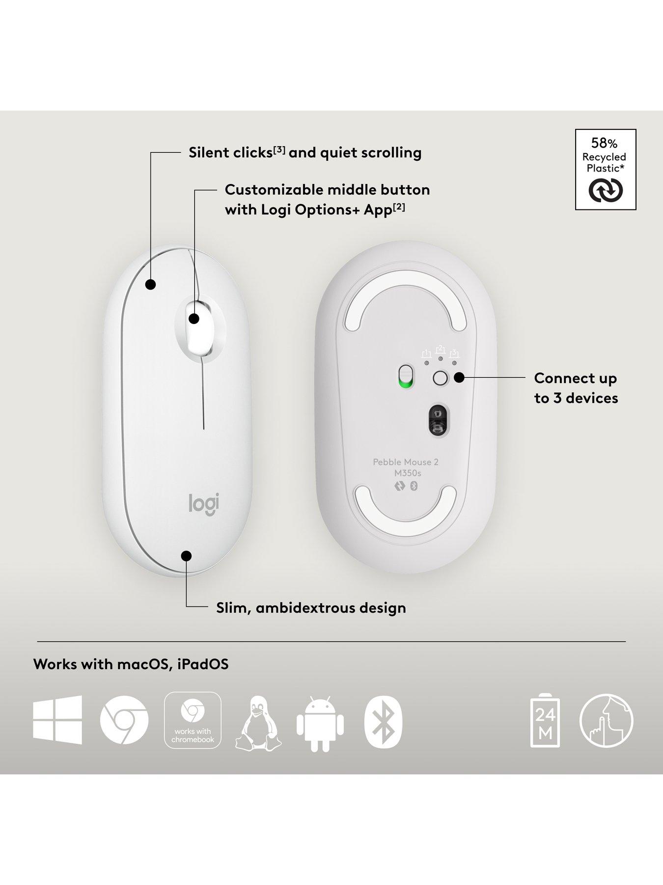  image of logitech-pebble-mouse-2-m350s-slim-bluetooth-wireless-mouse-lightweight-quiet-clicks-off-white