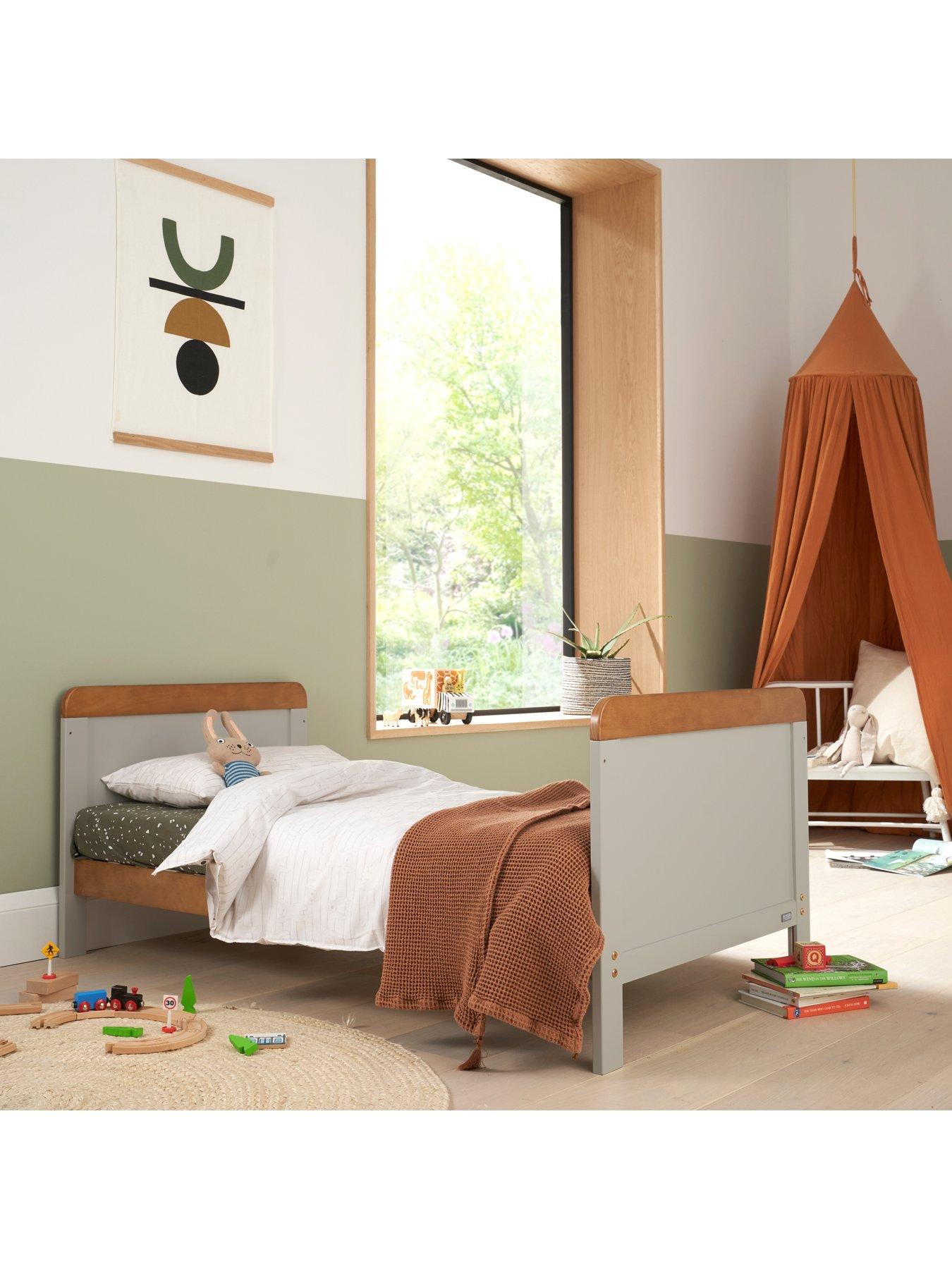  image of tutti-bambini-rio-5-piece-furniture-set--dove-greyoak-cot-bed-cot-top-changer-sprung-mattress-chest-changer-wardrobe