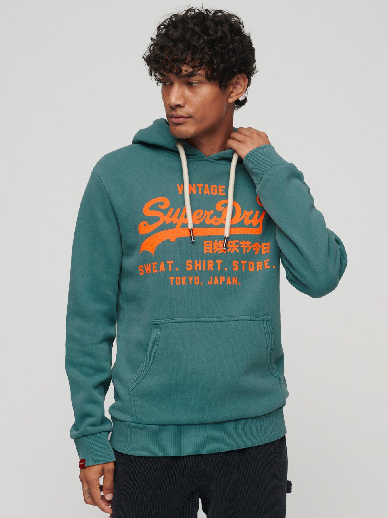 Superdry Men's Vintage Logo Graphic Pullover Hoodie, Blue