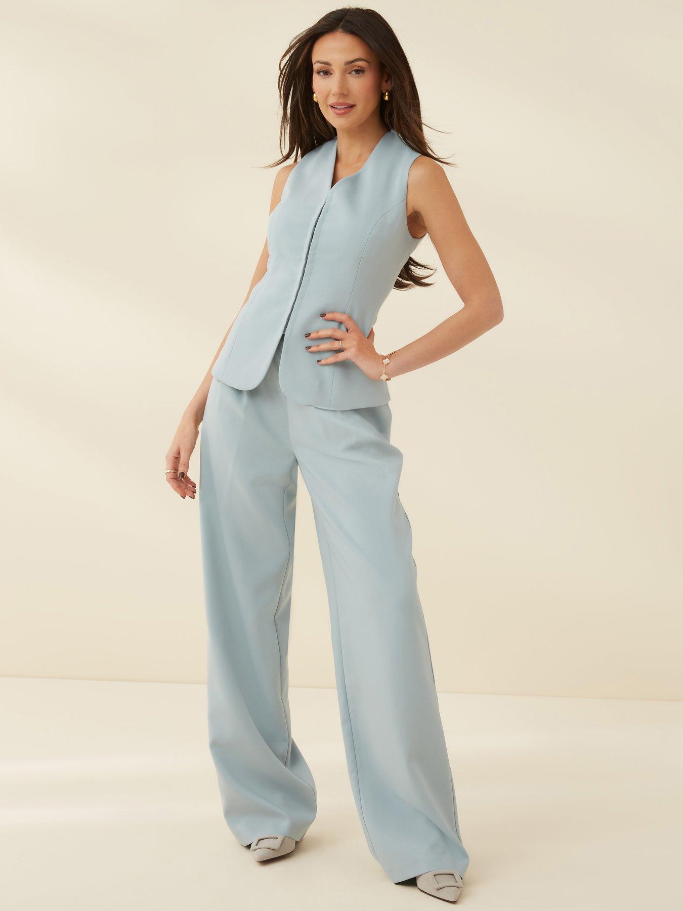 Michelle Keegan Co-Ord Formal Tailored Wide Leg Trousers Dusky