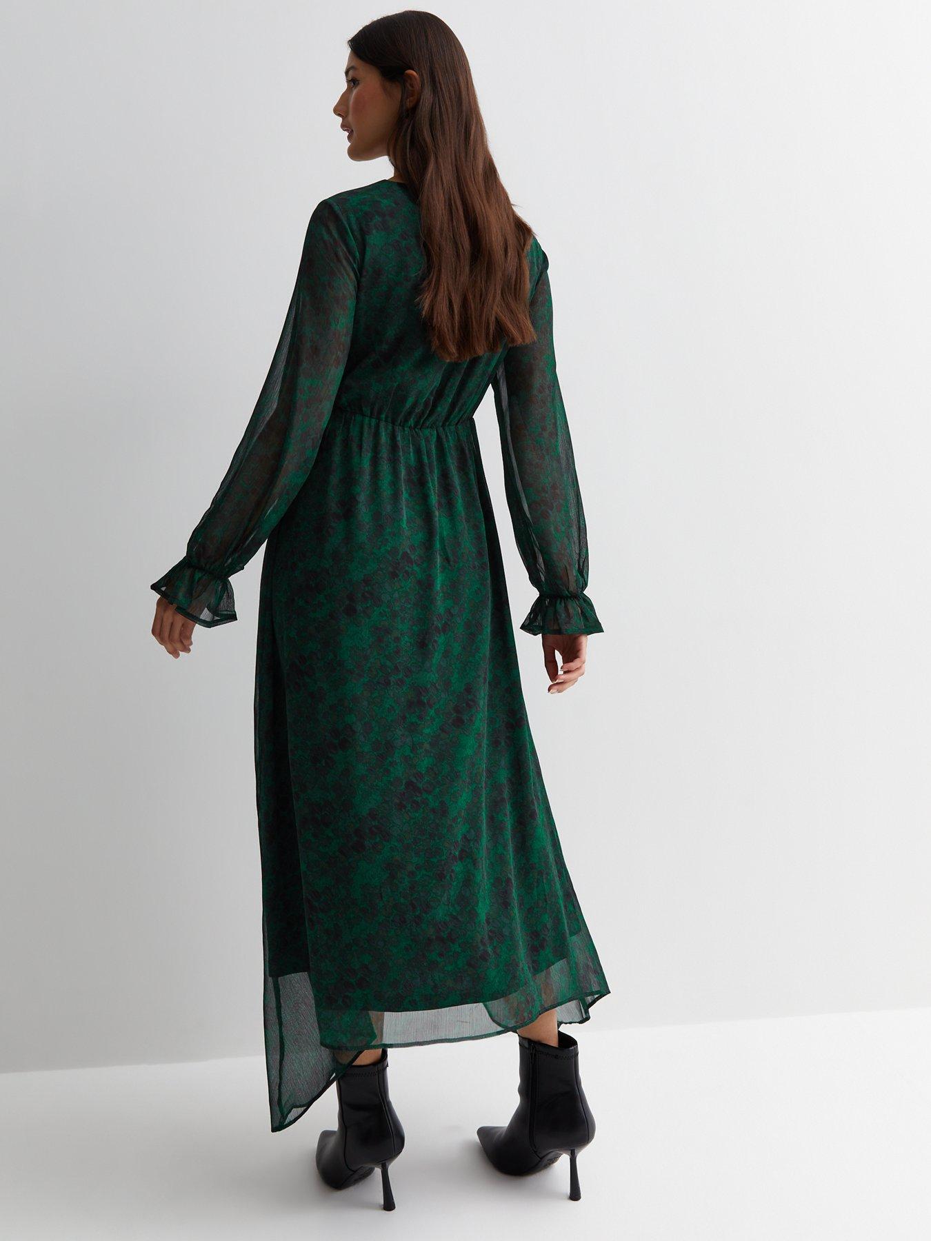 New Look Green Mark Making Chiffon High Low Midaxi Dress littlewoods