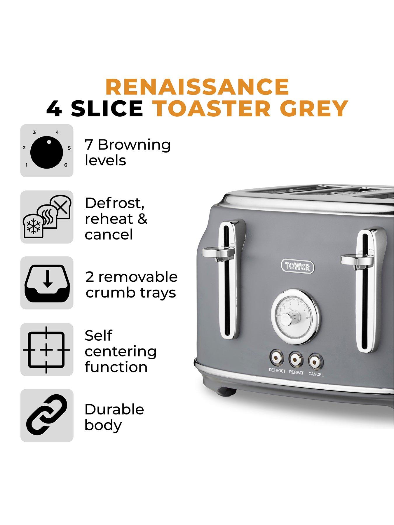  image of tower-t20065gry-renaissance-4-slice-toaster-grey