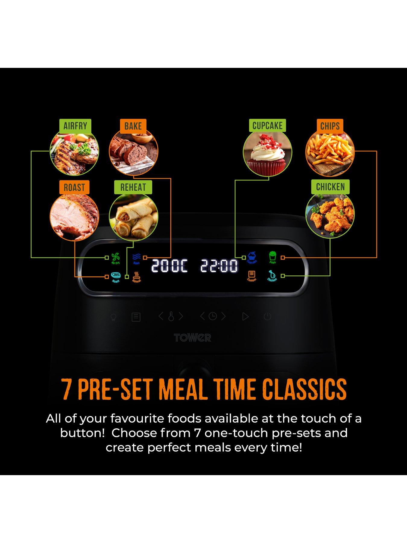  image of tower-t17125-vortx-3l-air-fryer-with-colour-digital-display-digital-control-panel-amp-7-one-touch-pre-sets-1300w-black