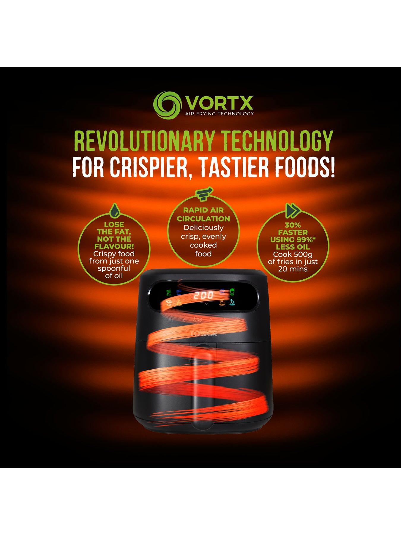  image of tower-t17125-vortx-3l-air-fryer-with-colour-digital-display-digital-control-panel-amp-7-one-touch-pre-sets-1300w-black