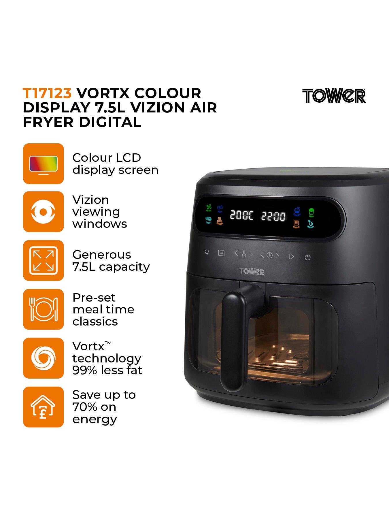 Tower T17123, Vortx Vizion 7.5L Air Fryer with Colour Digital Display