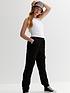  image of new-look-915-girlsnbspcotton-cuffed-cargo-trousers-black