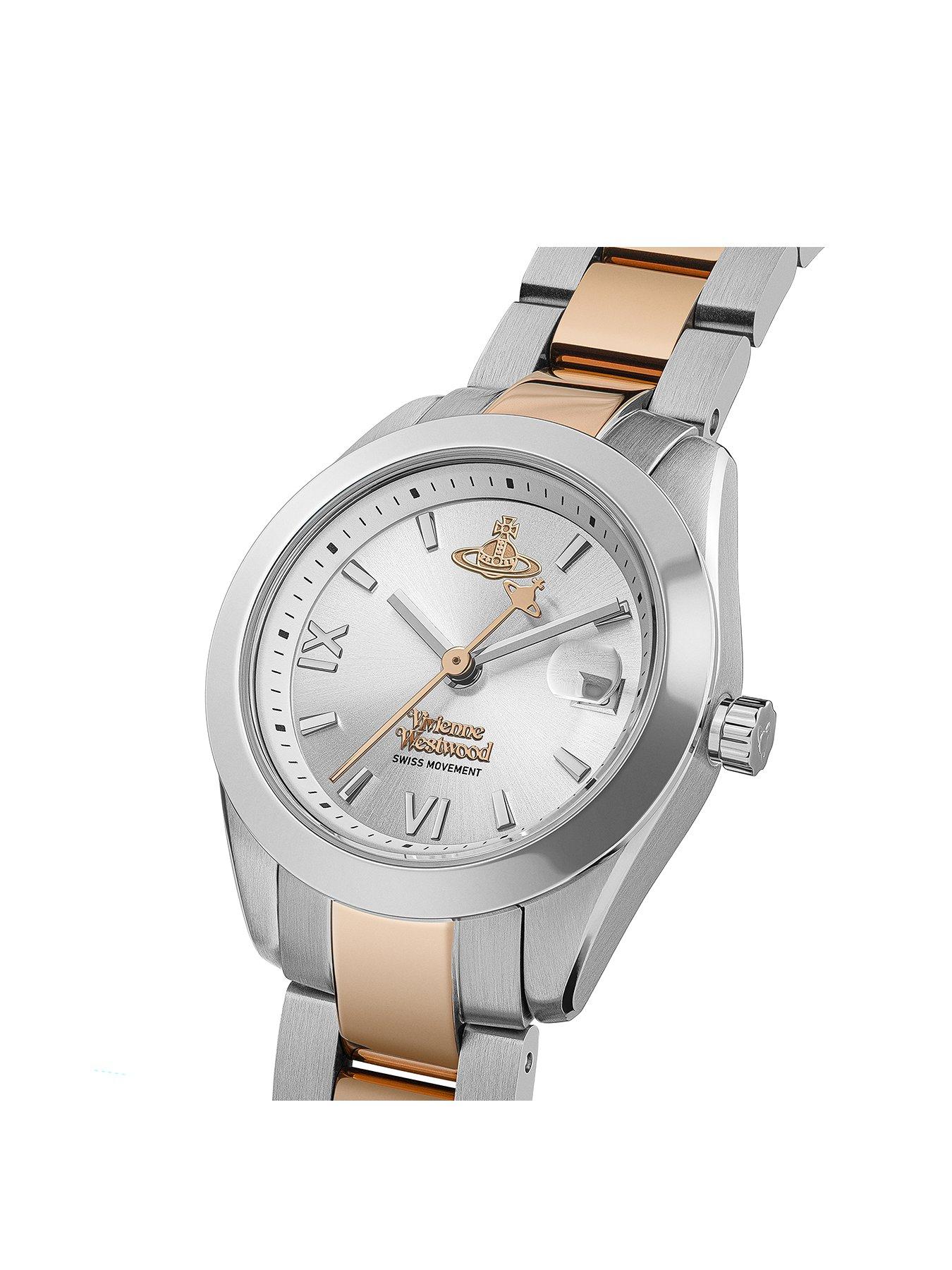  image of vivienne-westwood-fenchurch-ladies-quartz-watch-with-silver-dial-and-2-tone-bracelet