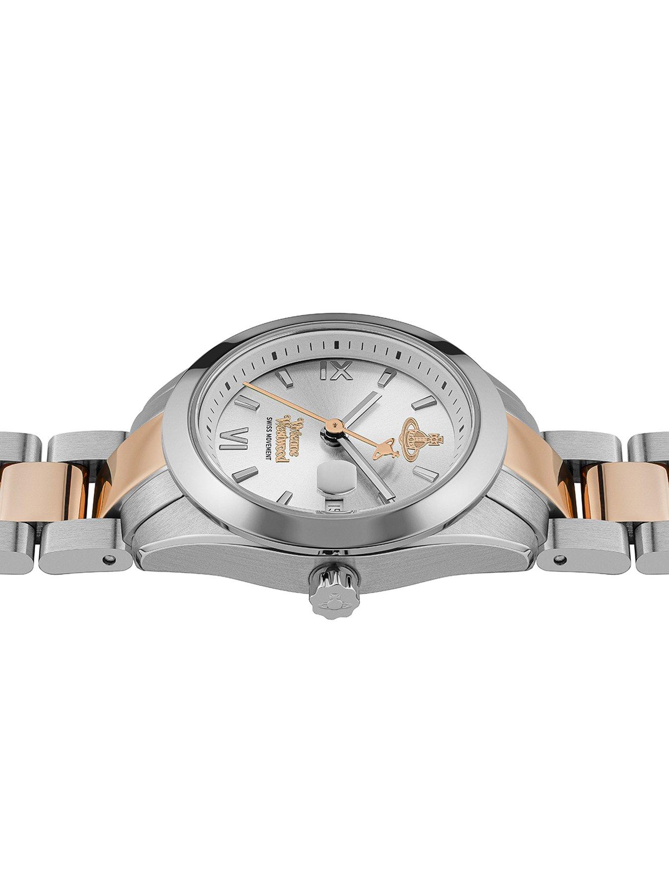  image of vivienne-westwood-fenchurch-ladies-quartz-watch-with-silver-dial-and-2-tone-bracelet