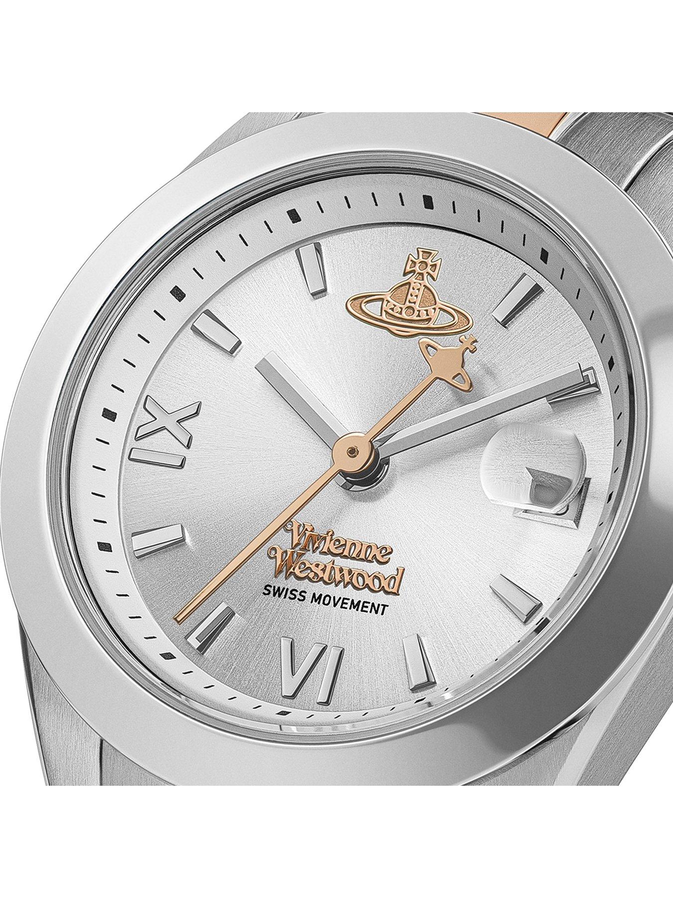  image of vivienne-westwood-fenchurch-ladies-quartz-watch-with-silver-dial-and-2-tone-bracelet