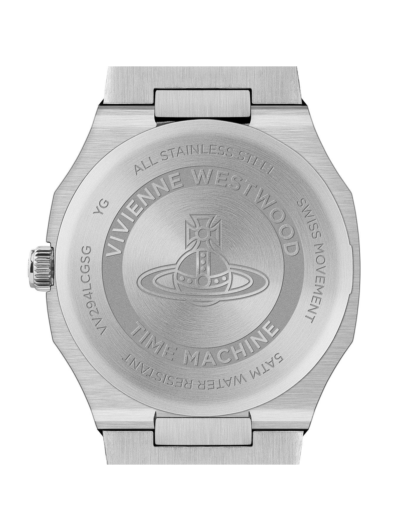 image of vivienne-westwood-bank-unisex-quartz-watch-with-light-grey-dial-and-two-tone-stainless-steel-bracelet