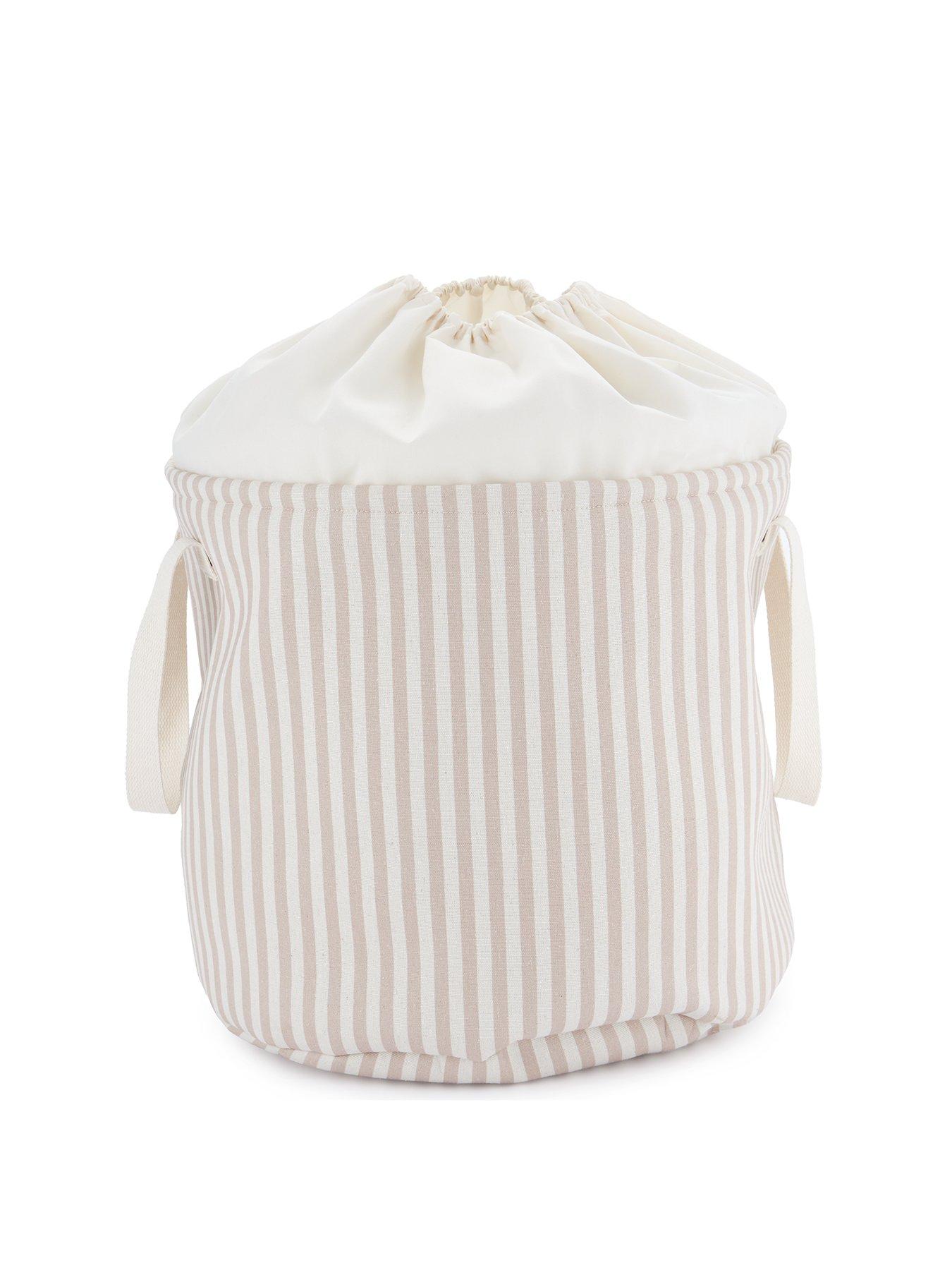  image of very-home-drawstring-storage-beige-stripe