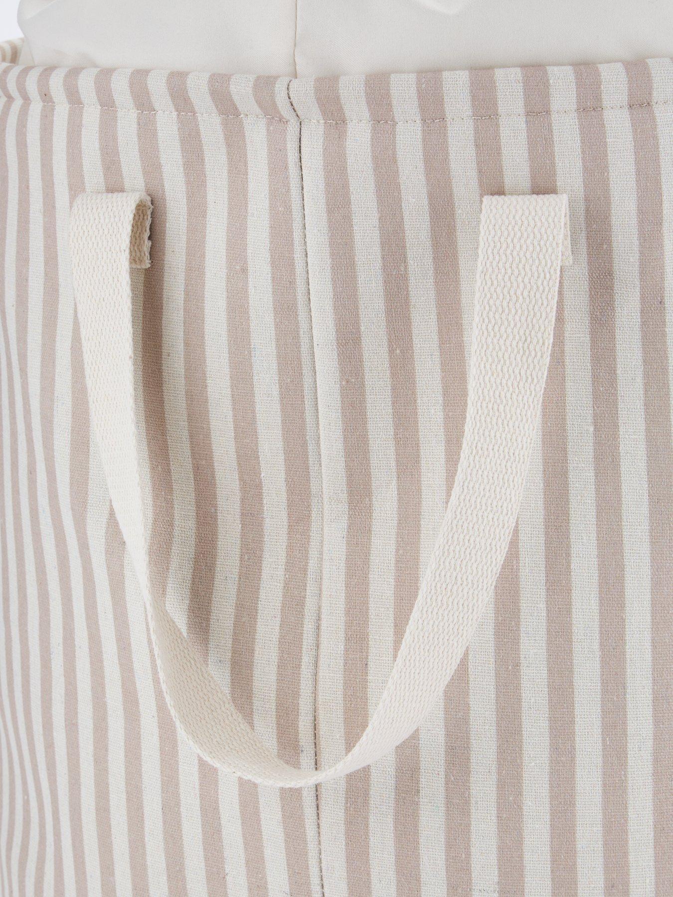  image of very-home-drawstring-storage-beige-stripe