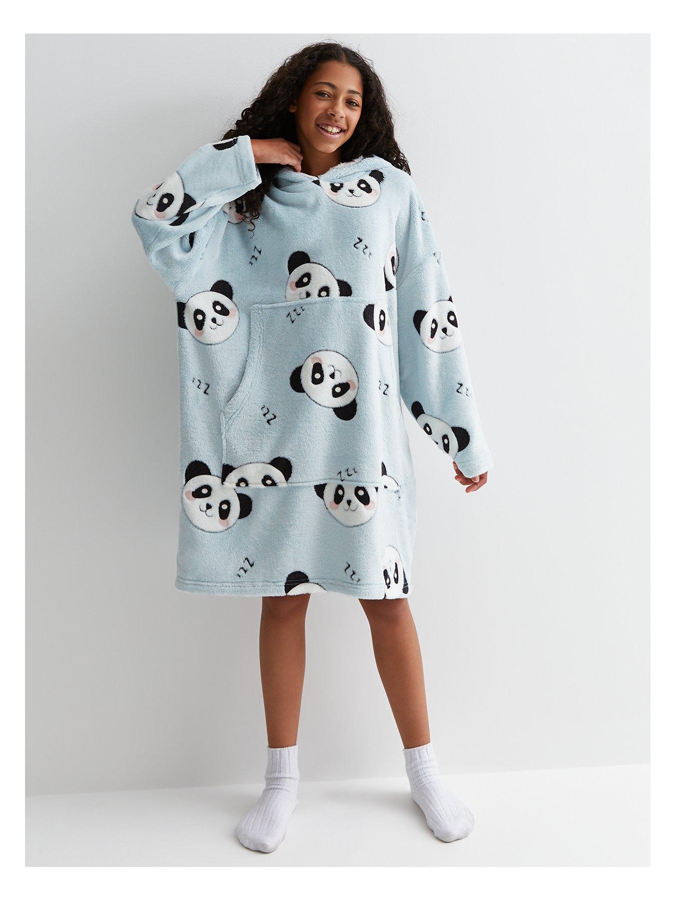 New Look 915 Girls Blue Panda Print Oversized Blanket Hoodie