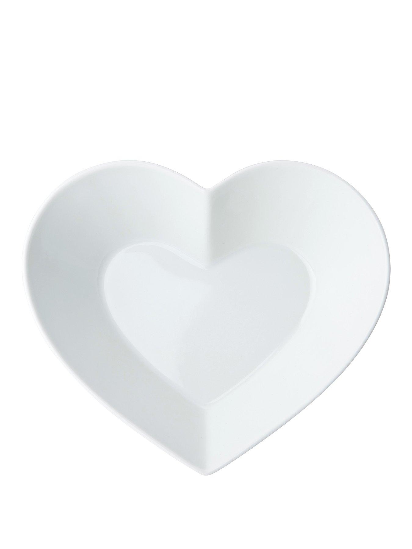 Image 1 of 7 of Mikasa Chalk Porcelain Large Heart-Shaped Serving Bowl