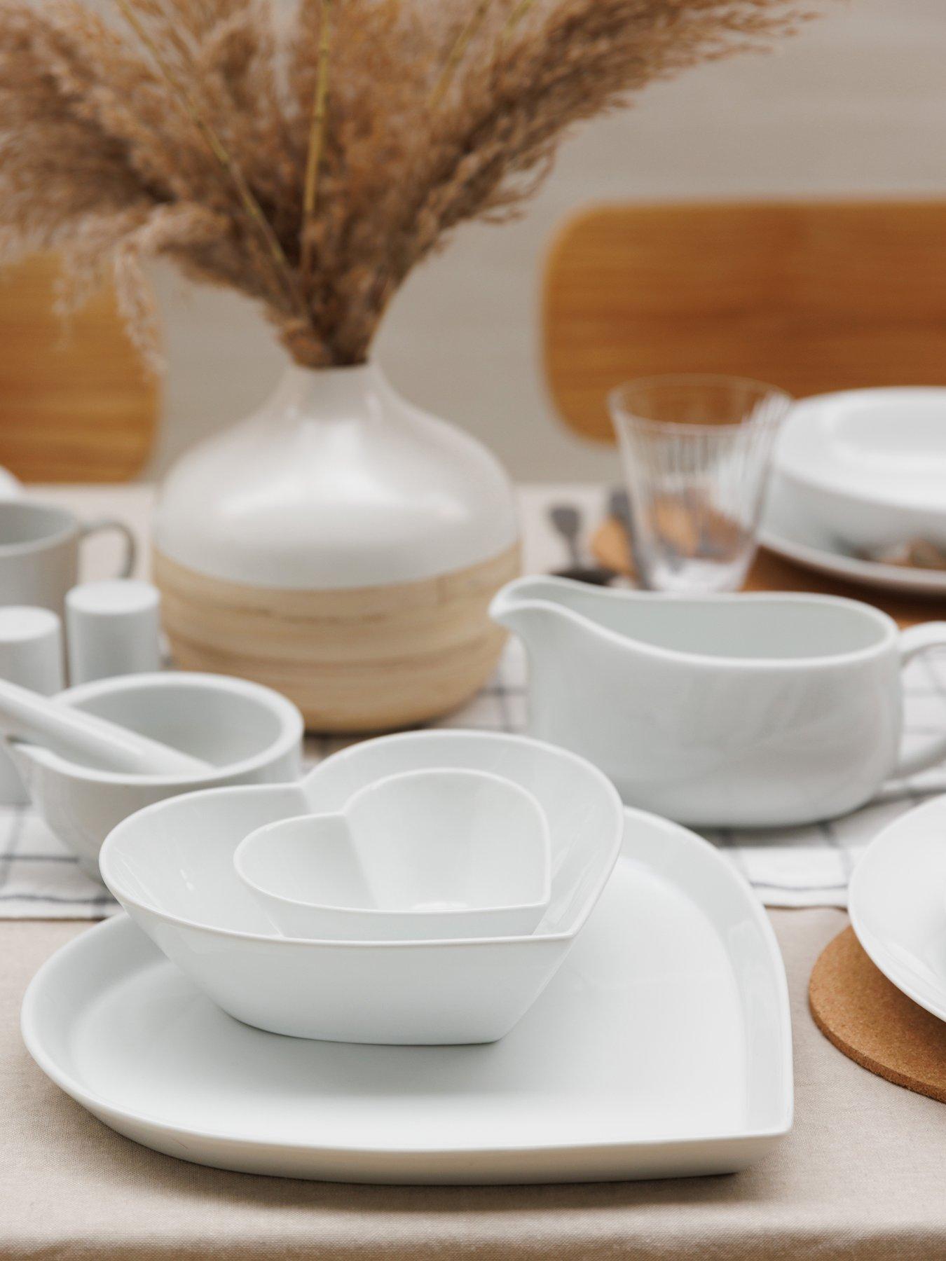Image 5 of 7 of Mikasa Chalk Porcelain Large Heart-Shaped Serving Bowl