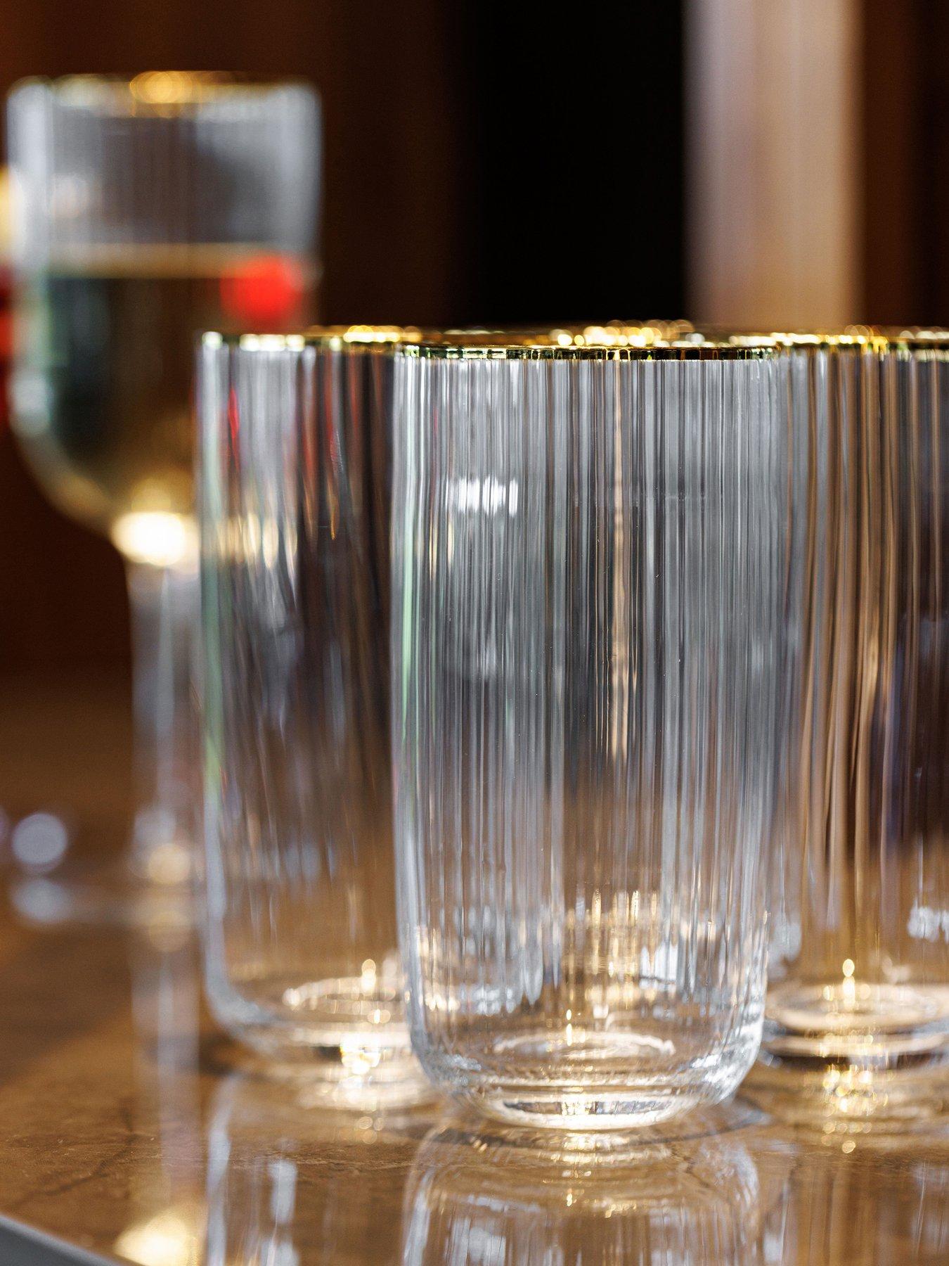 Image 1 of 6 of Mikasa Sorrento Set of 4 Ridged Crystal Highball Glasses