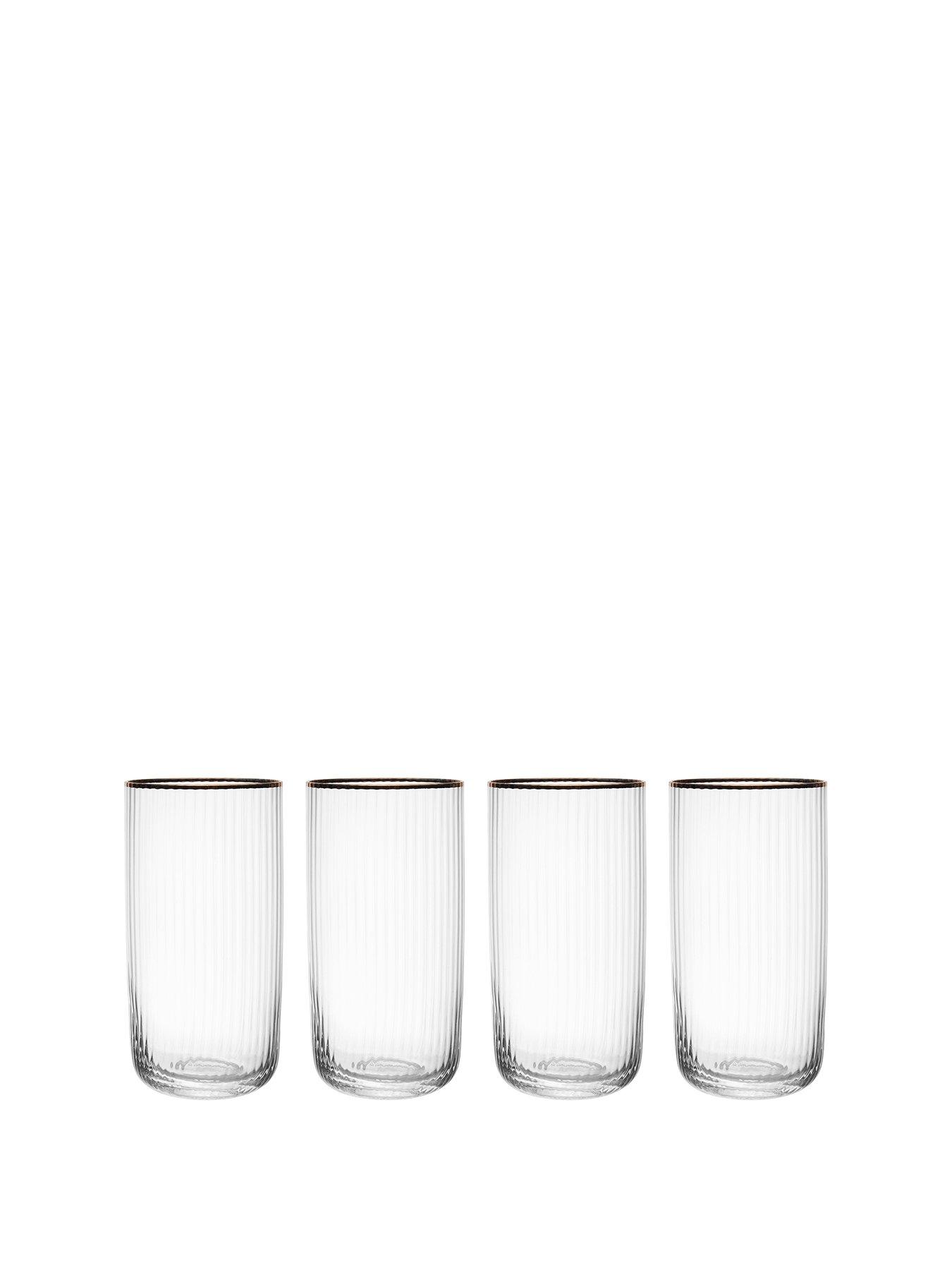 Image 2 of 6 of Mikasa Sorrento Set of 4 Ridged Crystal Highball Glasses