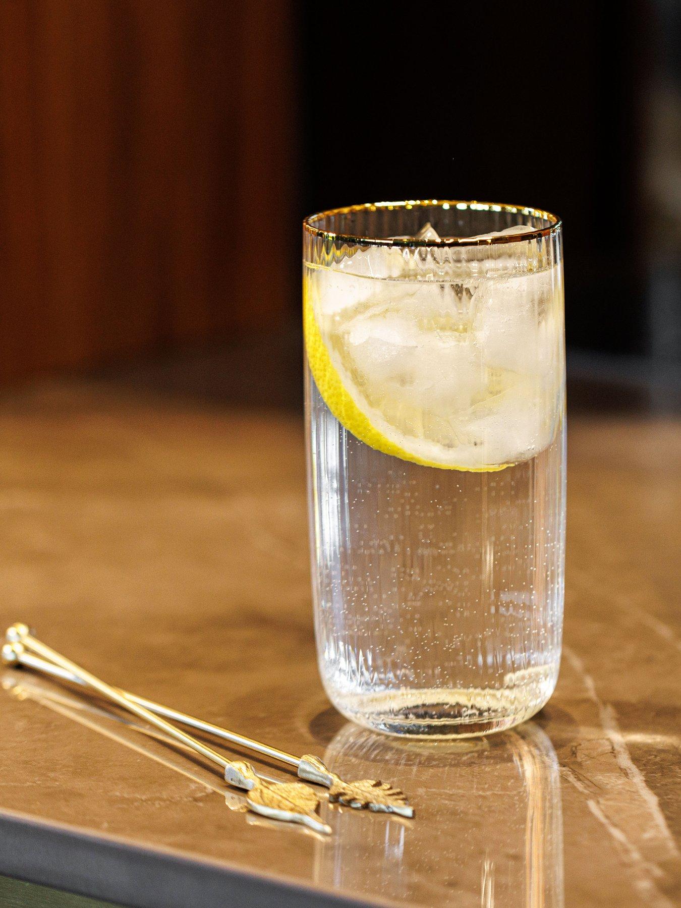 Image 3 of 6 of Mikasa Sorrento Set of 4 Ridged Crystal Highball Glasses