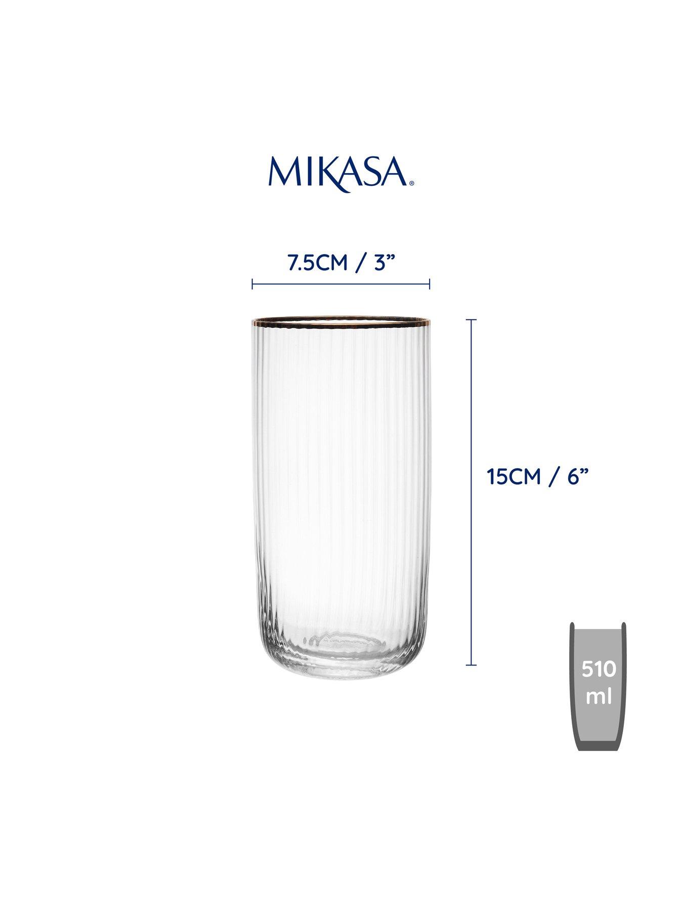 Image 4 of 6 of Mikasa Sorrento Set of 4 Ridged Crystal Highball Glasses