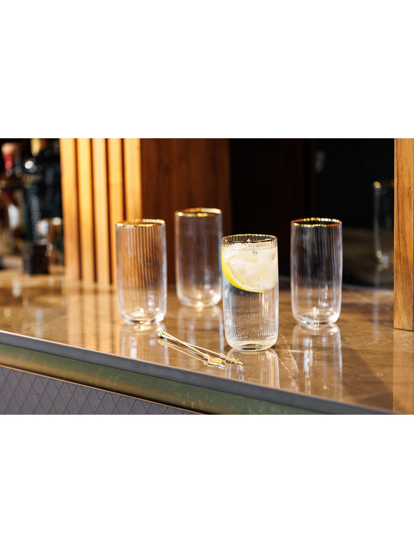 Image 5 of 6 of Mikasa Sorrento Set of 4 Ridged Crystal Highball Glasses