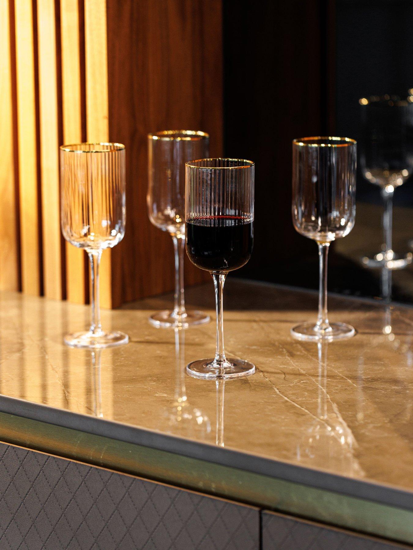 Mikasa Sorrento Set of 4 Ridged Crystal Red Wine Glasses