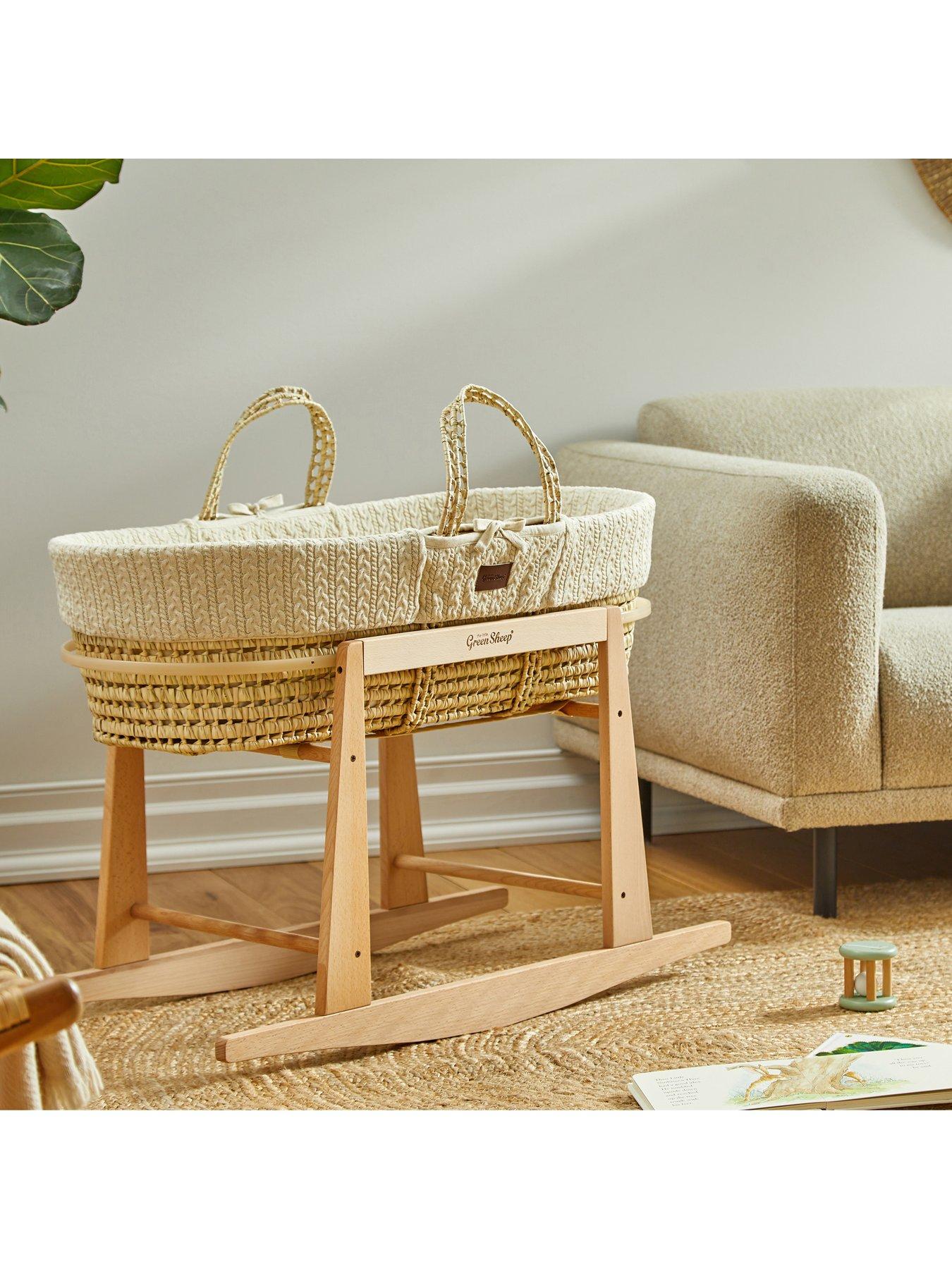 undefined Natural Knitted Moses Basket  &  Rocking Stand - Linen