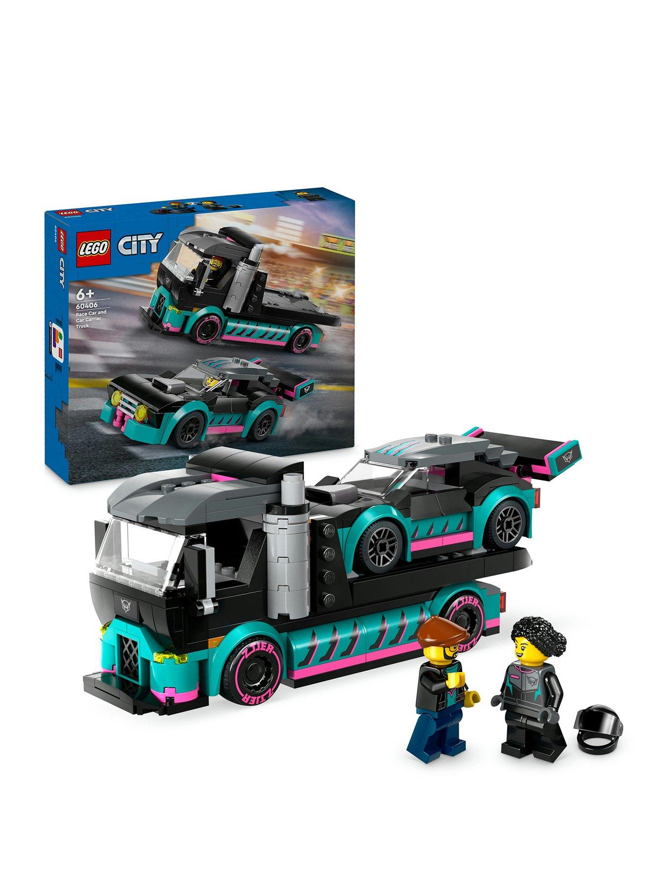 undefined Race Car and Car Carrier Truck Building Toy 60406