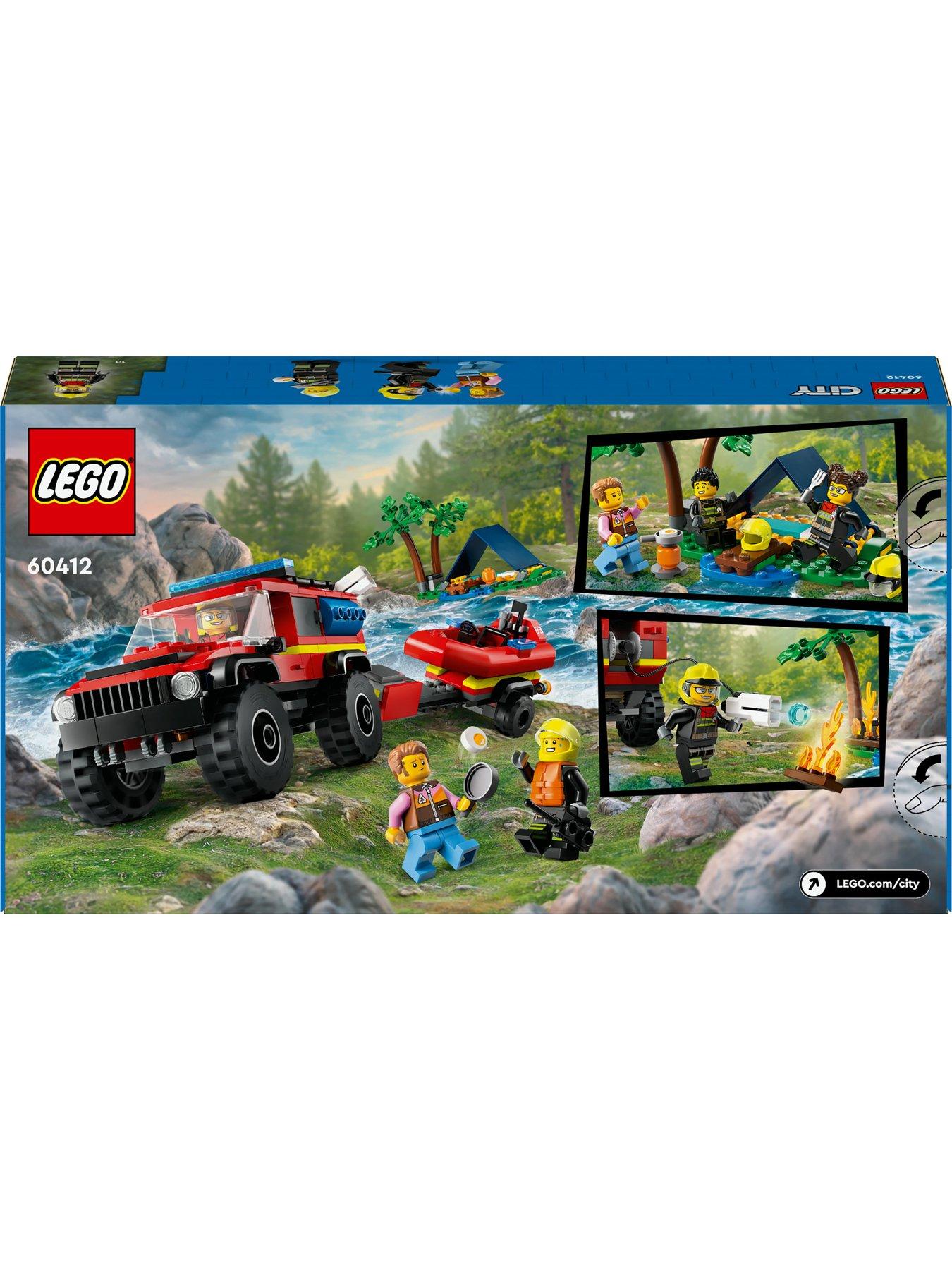 LEGO City 4x4 Fire Engine with Rescue Boat Toy 60412 Littlewoods