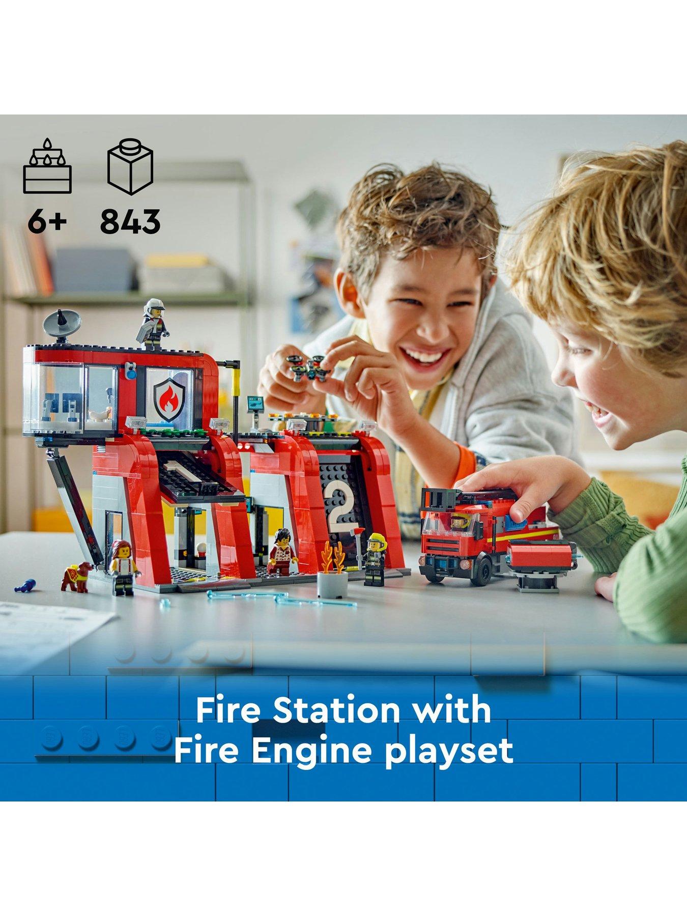  image of lego-city-fire-station-with-fire-engine-playset-60414