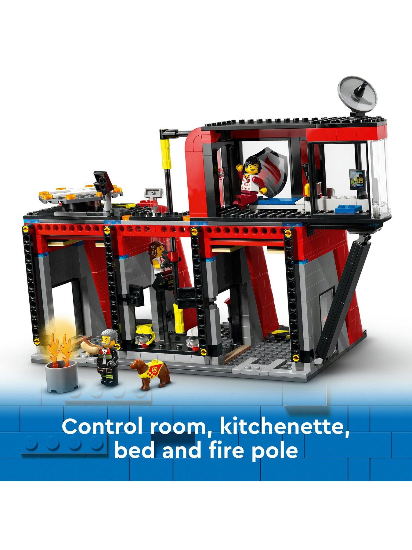  image of lego-city-fire-station-with-fire-engine-playset-60414