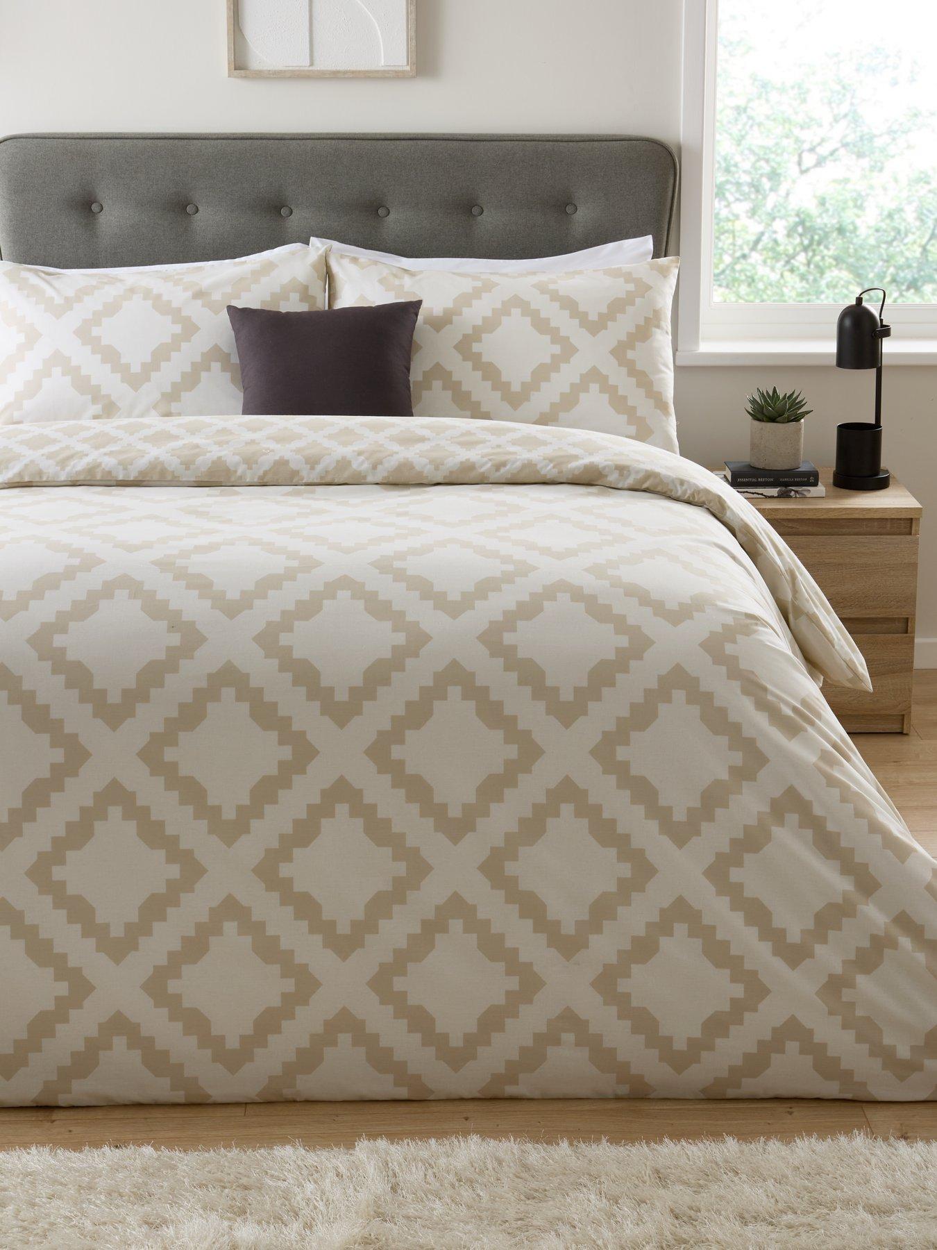 undefined Kamina Geo Duvet Cover Set - Natural/White