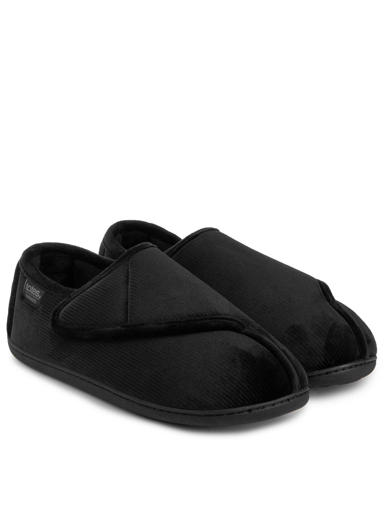 undefined Isotoner Velour Closed Back W/Velcro Opening Slipper - Black