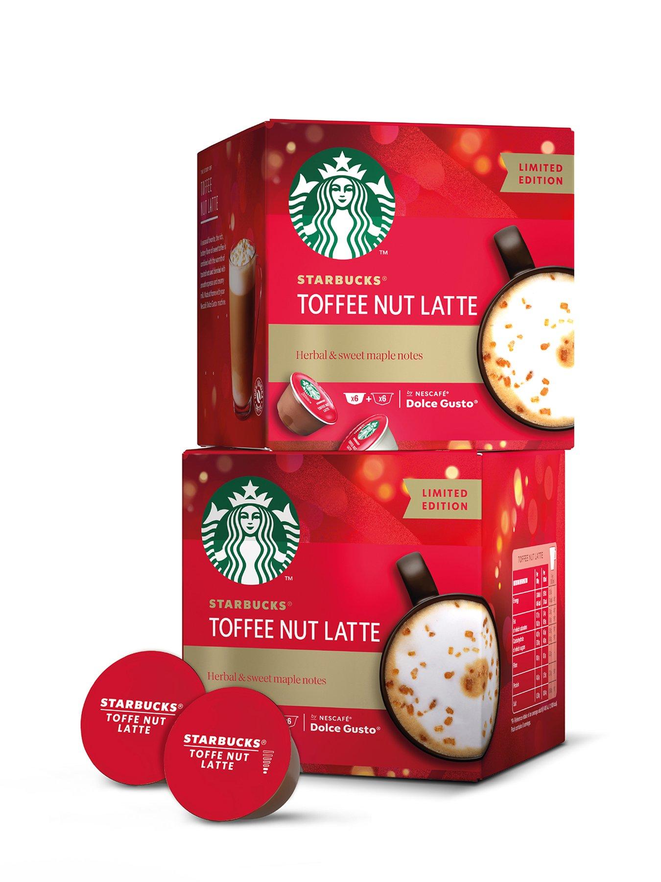  image of nescafe-dolce-gusto-white-genio-s-pod-coffee-machine-by-delonghi-starbucks-toffee-nut-latte-bundle