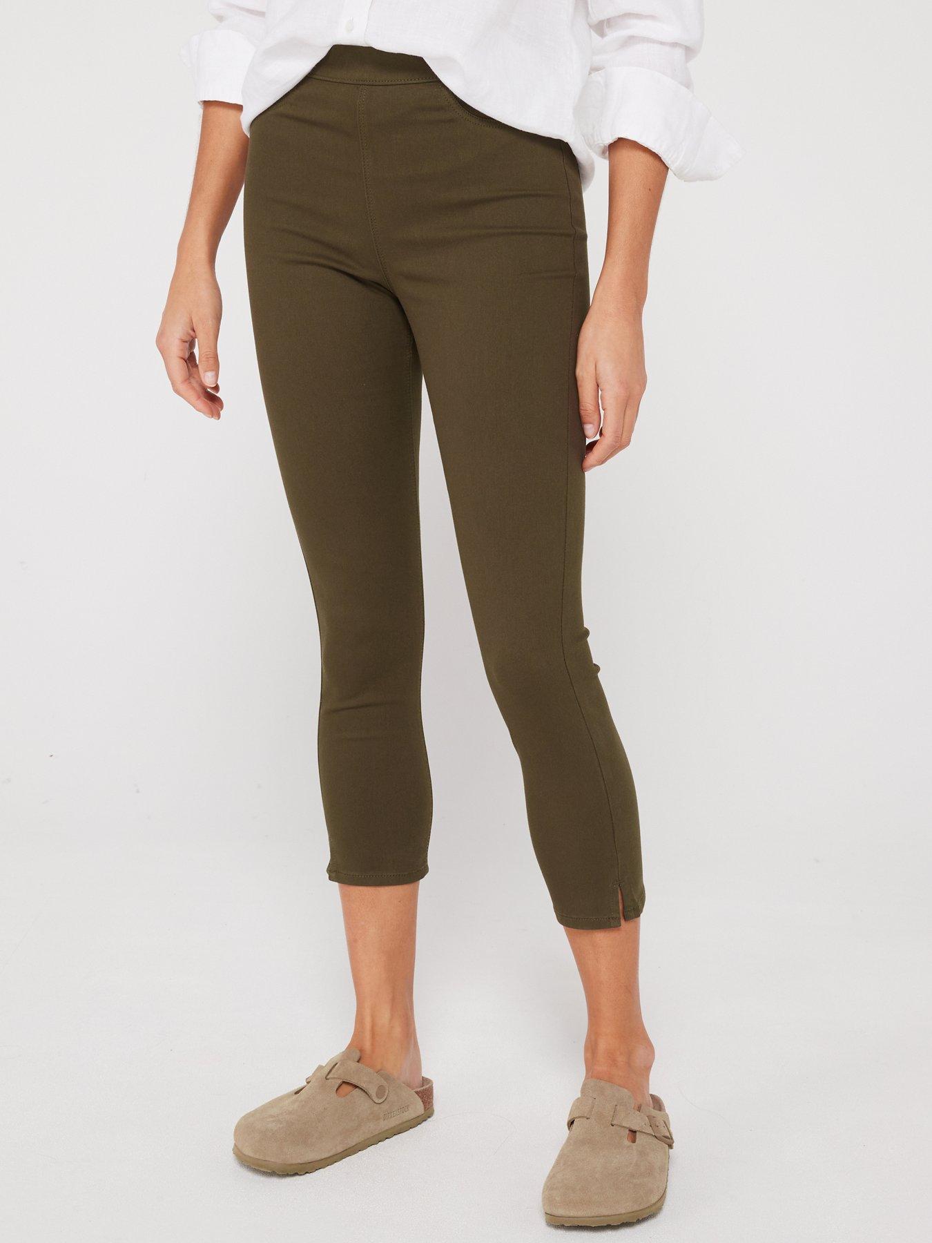 Image 1 of 6 of Everyday High Waist Crop Jeggings - Khaki