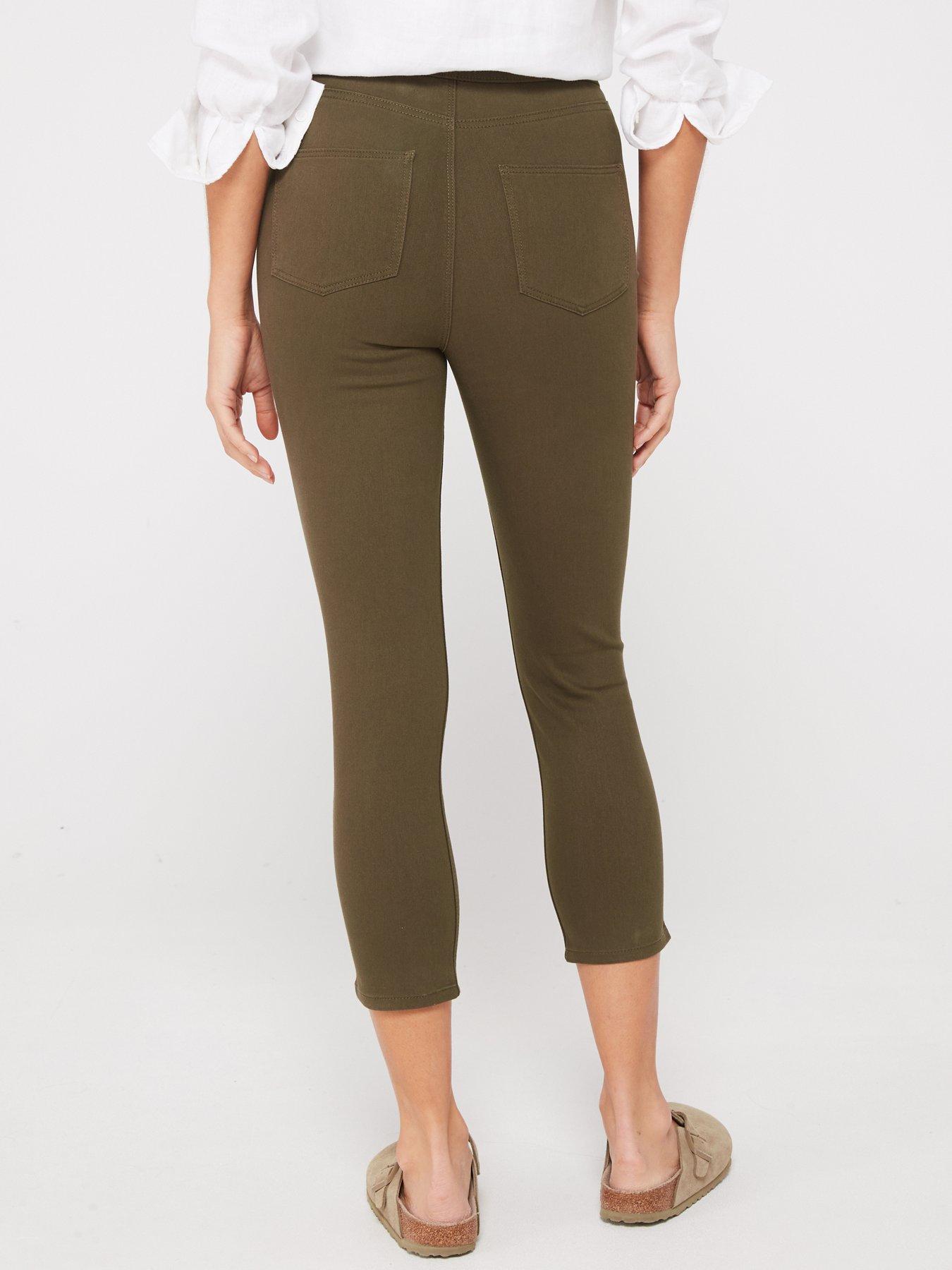 Image 2 of 6 of Everyday High Waist Crop Jeggings - Khaki