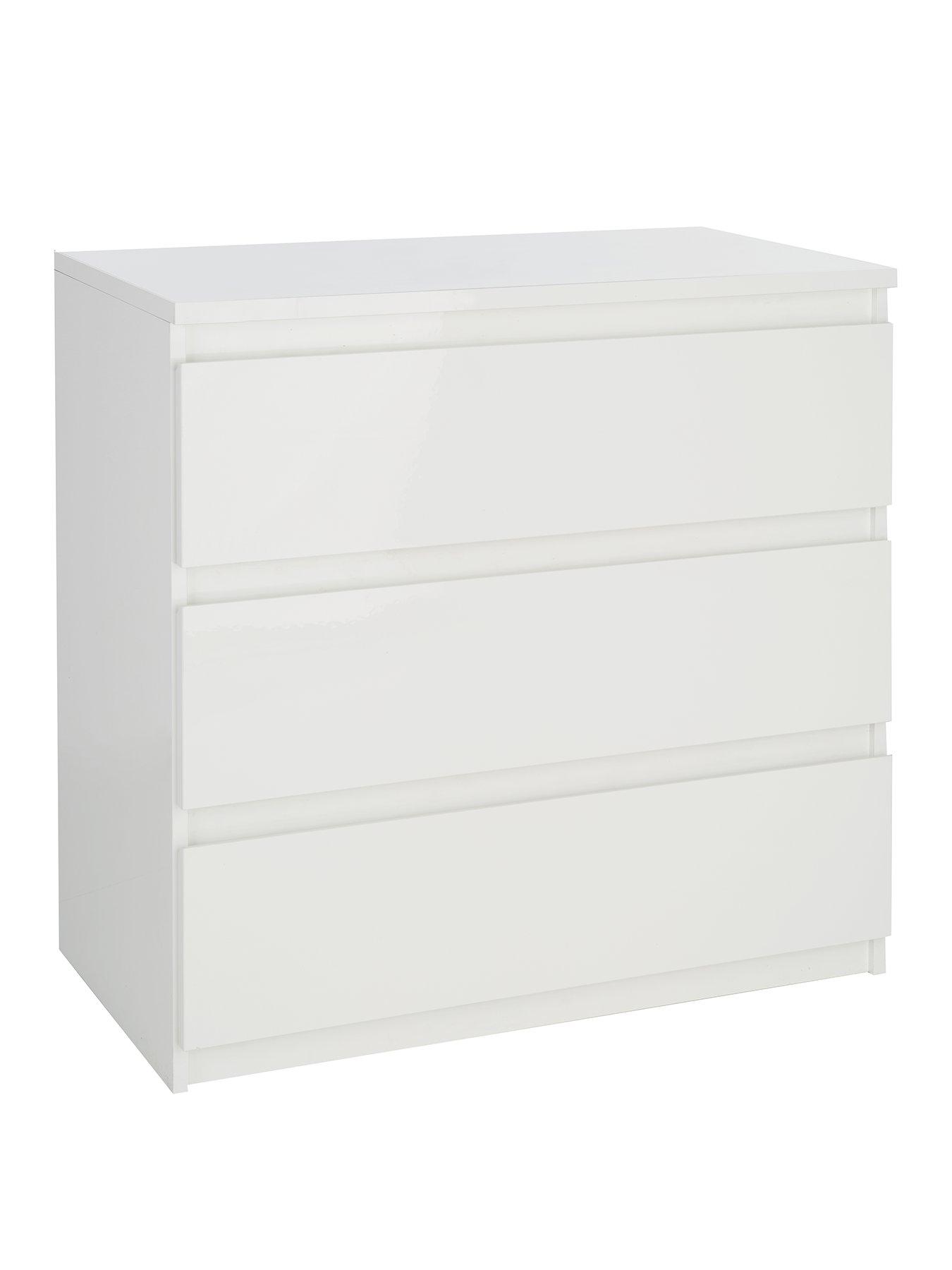 Image 3 of 6 of The Very Collection Layton Gloss 3 Drawer Chest&nbsp;- White - FSC&reg; Certified