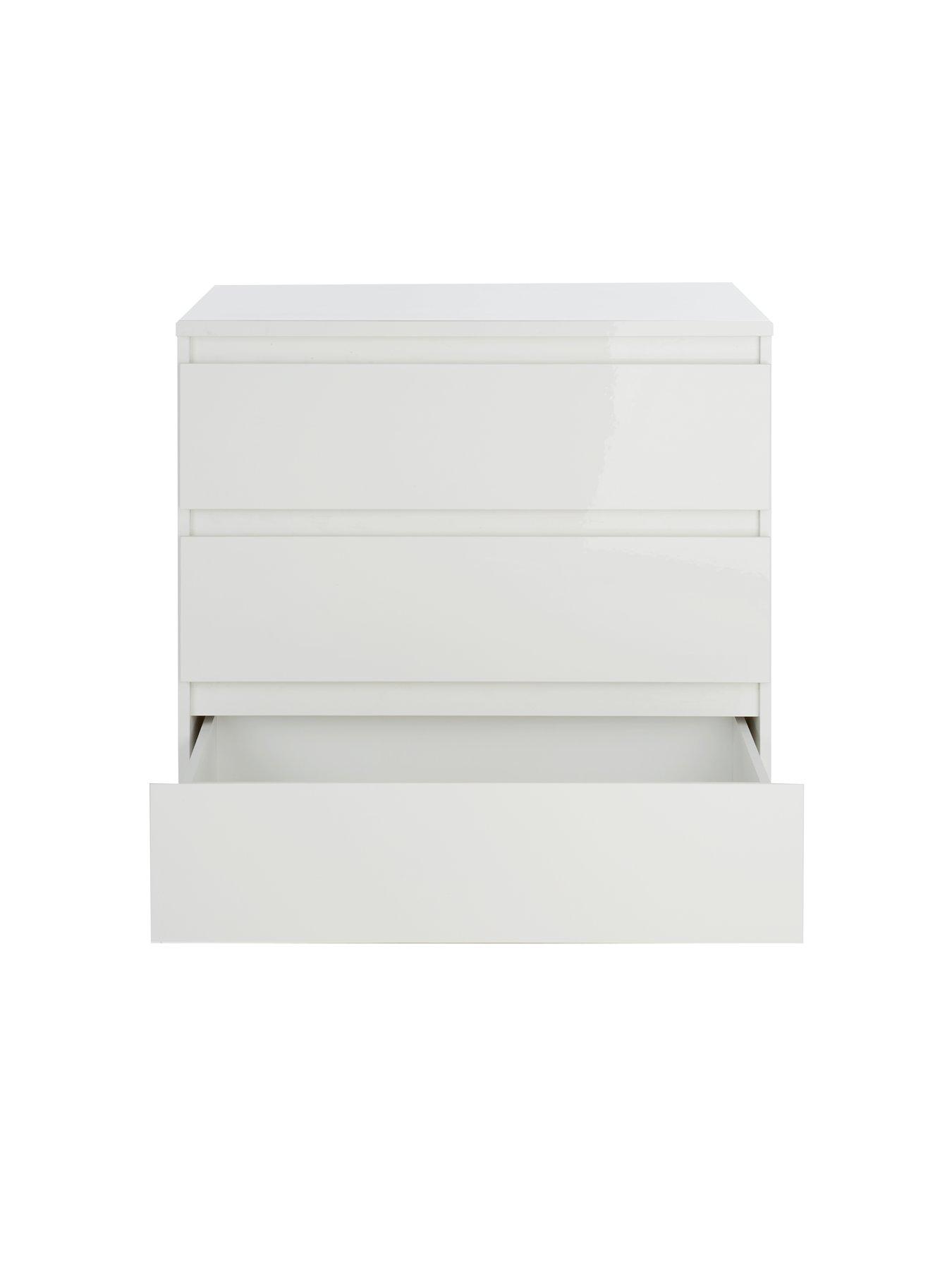 Image 4 of 6 of The Very Collection Layton Gloss 3 Drawer Chest&nbsp;- White - FSC&reg; Certified