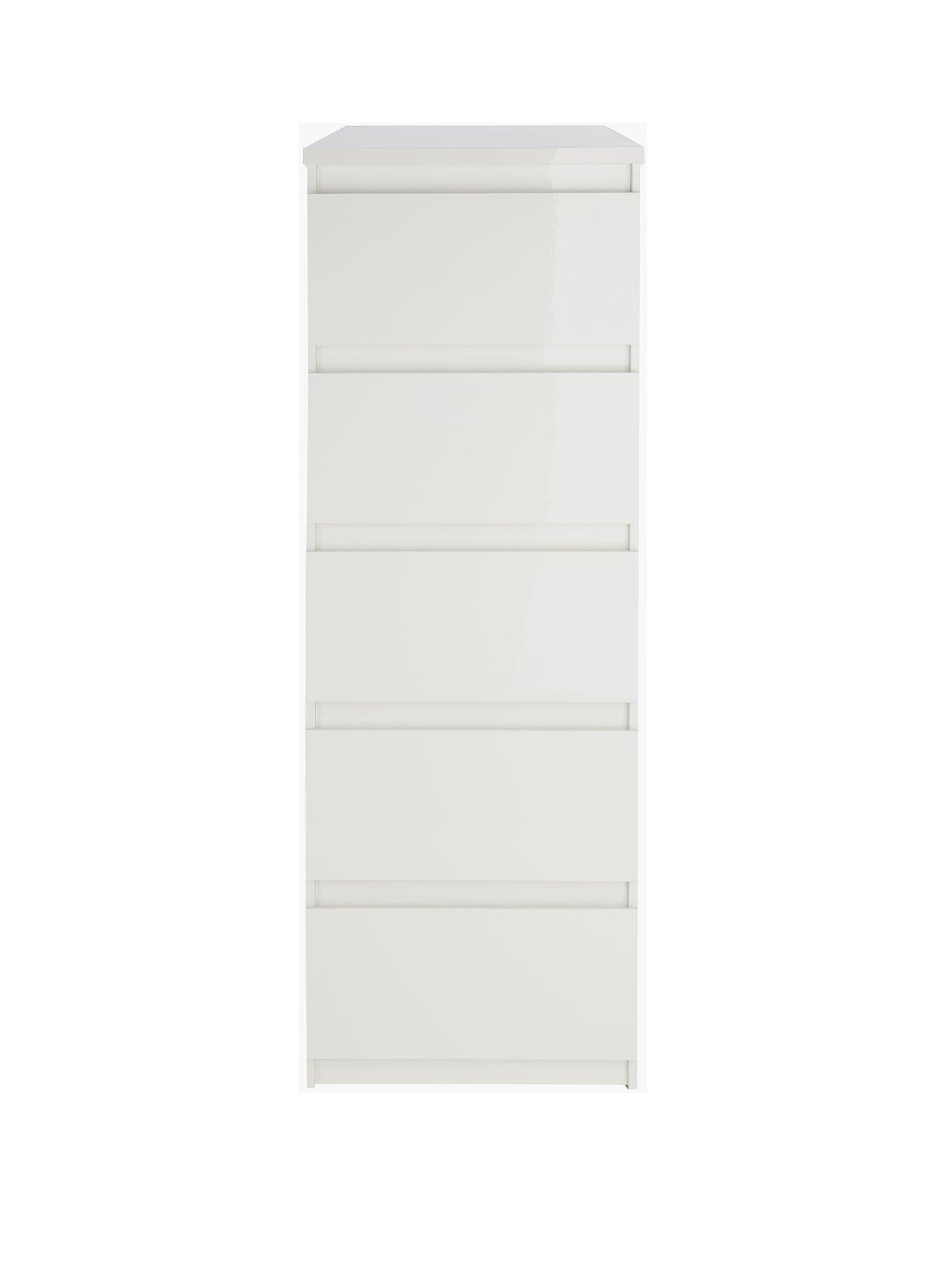 Image 2 of 6 of The Very Collection Layton Gloss 5 Drawer Narrow Chest - White - FSC&reg; Certified