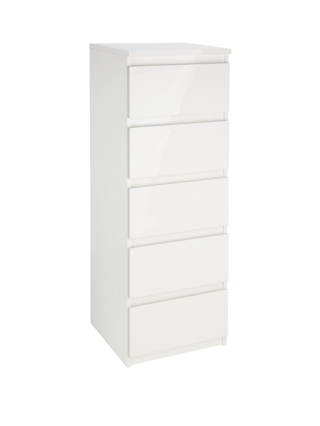 Image 3 of 6 of The Very Collection Layton Gloss 5 Drawer Narrow Chest - White - FSC&reg; Certified