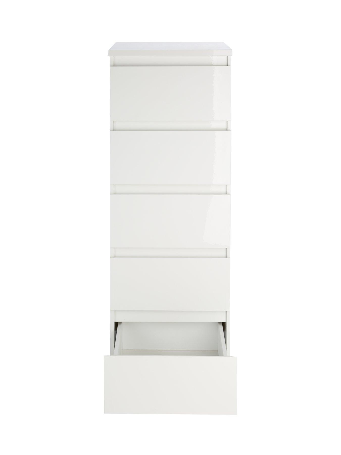 Image 4 of 6 of The Very Collection Layton Gloss 5 Drawer Narrow Chest - White - FSC&reg; Certified