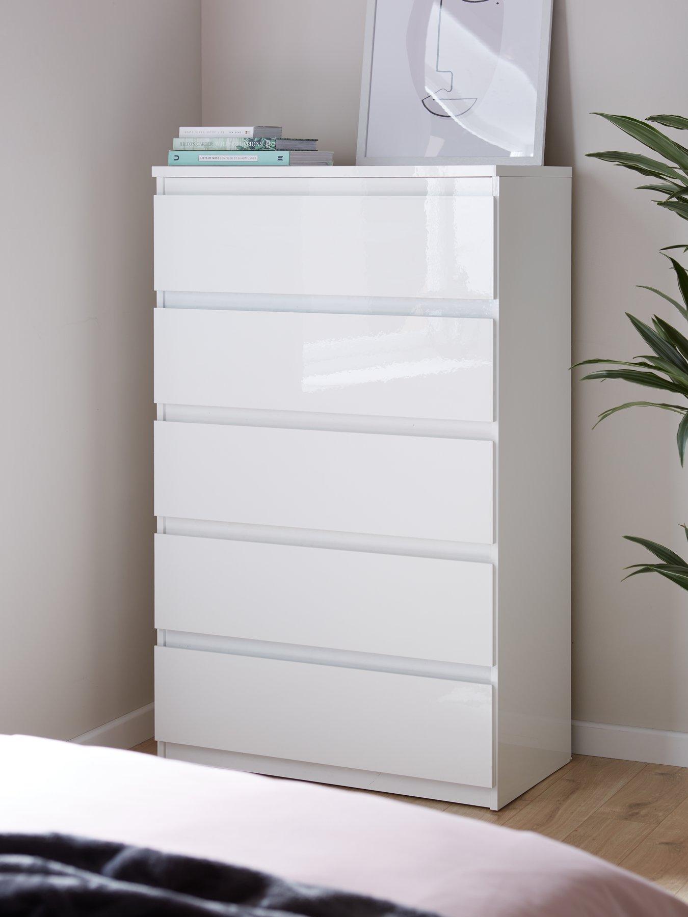 Image 1 of 6 of The Very Collection Layton Gloss 5 Drawer Chest&nbsp;- White - FSC&reg; Certified