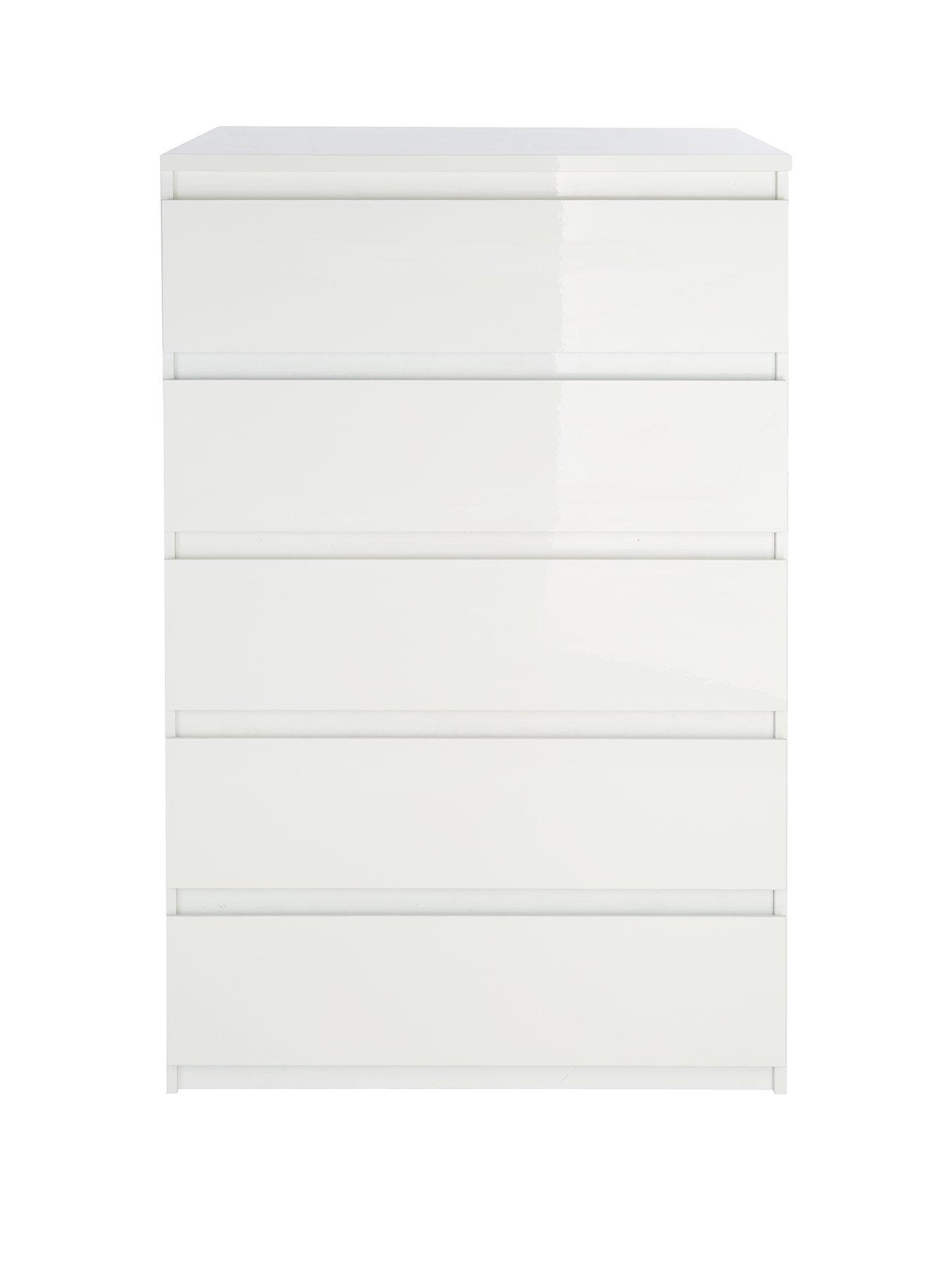 Image 2 of 6 of The Very Collection Layton Gloss 5 Drawer Chest&nbsp;- White - FSC&reg; Certified