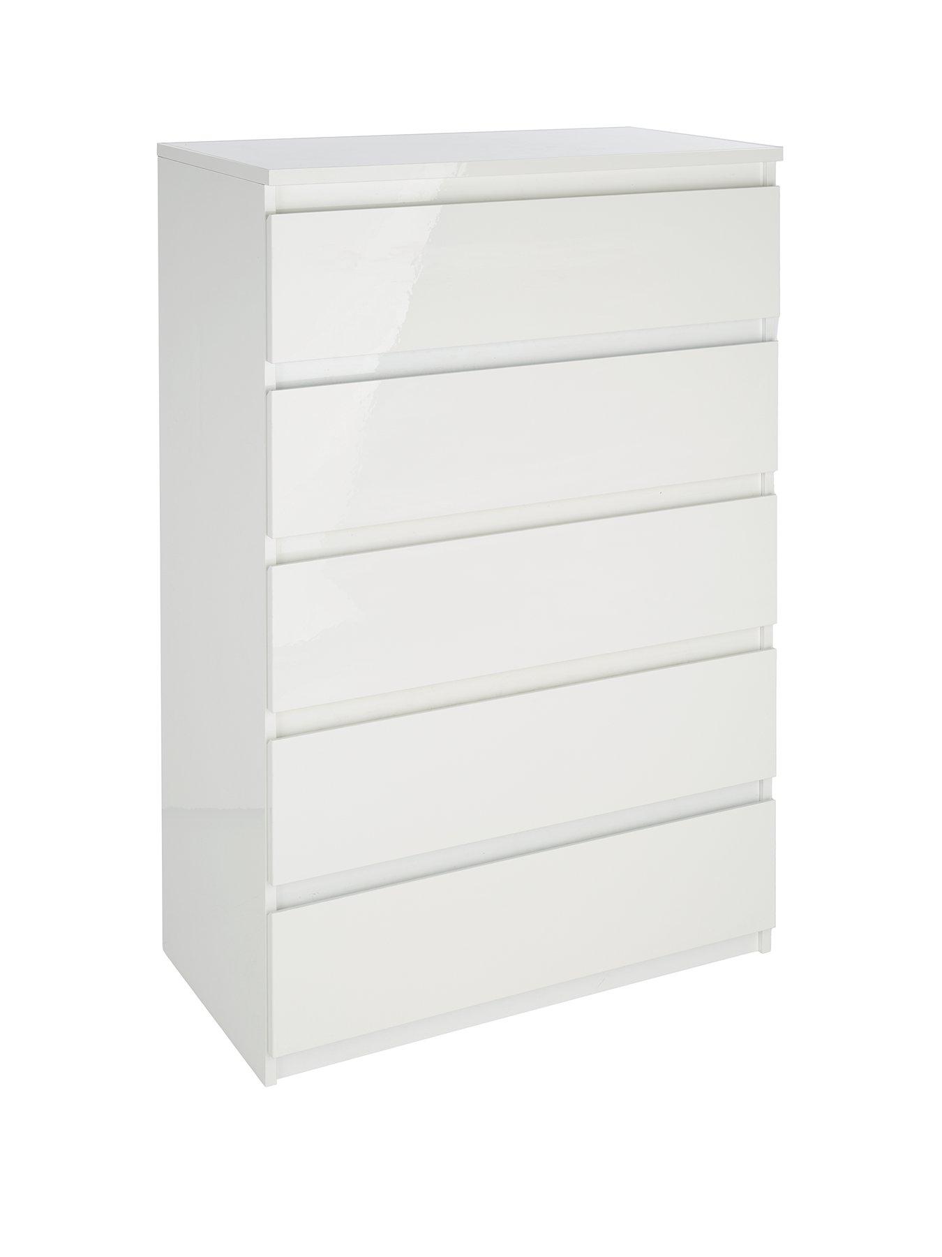 Image 3 of 6 of The Very Collection Layton Gloss 5 Drawer Chest&nbsp;- White - FSC&reg; Certified