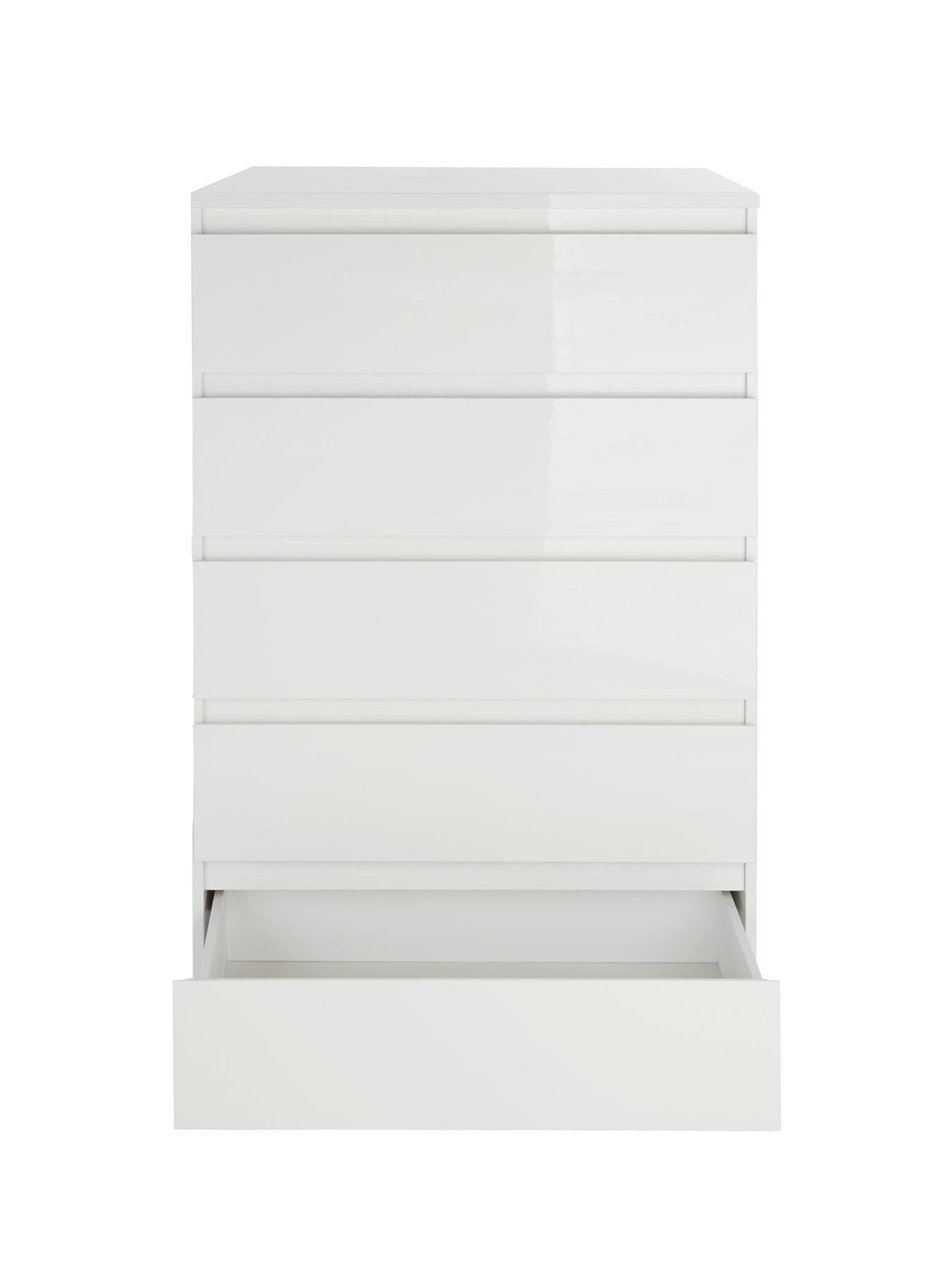 Image 4 of 6 of The Very Collection Layton Gloss 5 Drawer Chest&nbsp;- White - FSC&reg; Certified