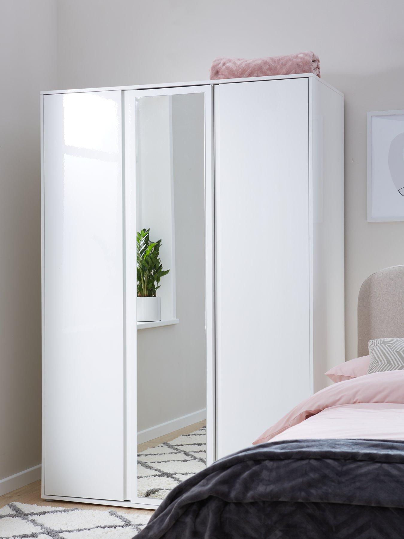 Very Home Layton Gloss 3 Door Mirrored Wardrobe - White - FSC® Certified