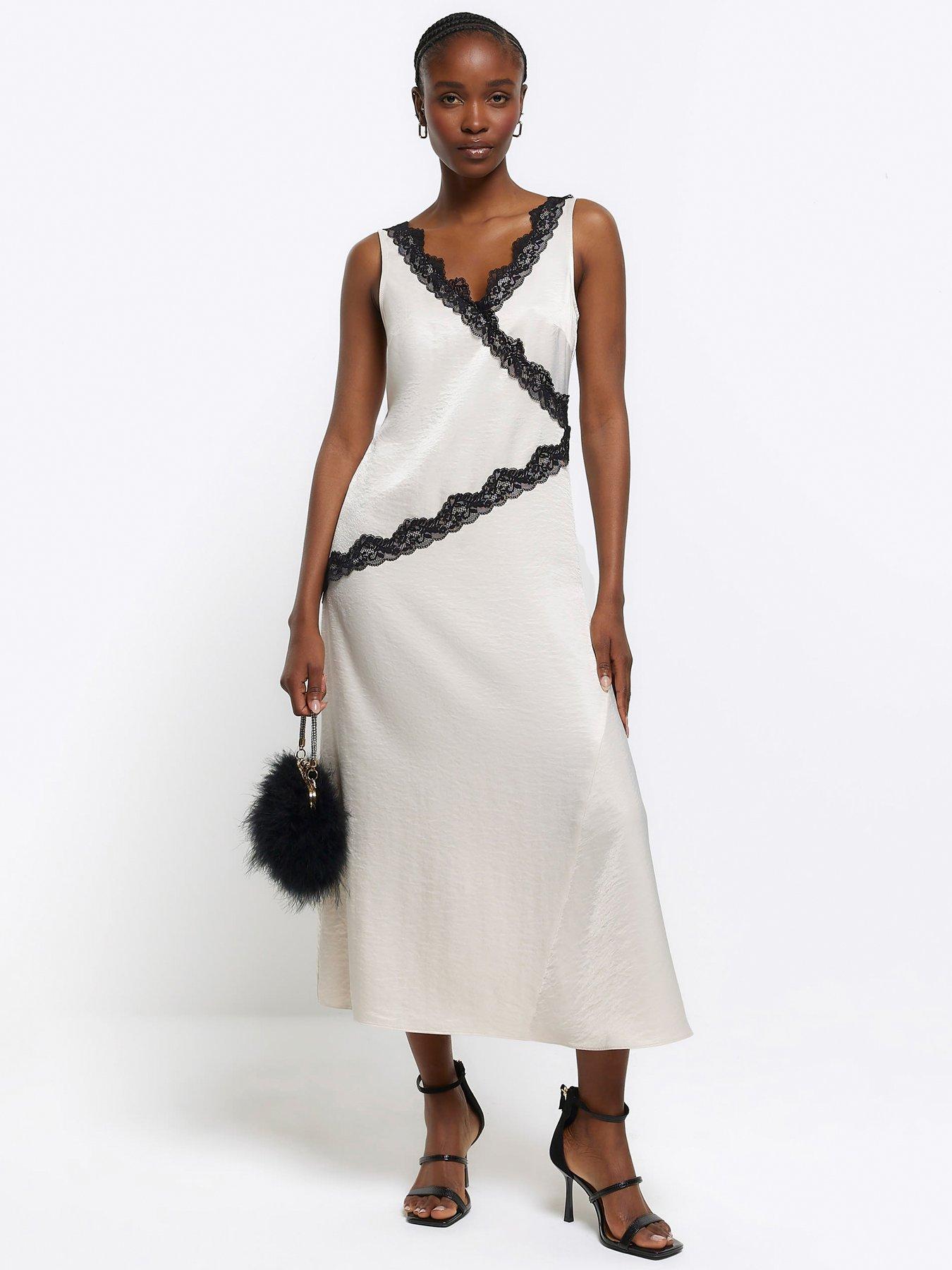 undefined Asymetric Hem Slip Dress - Cream