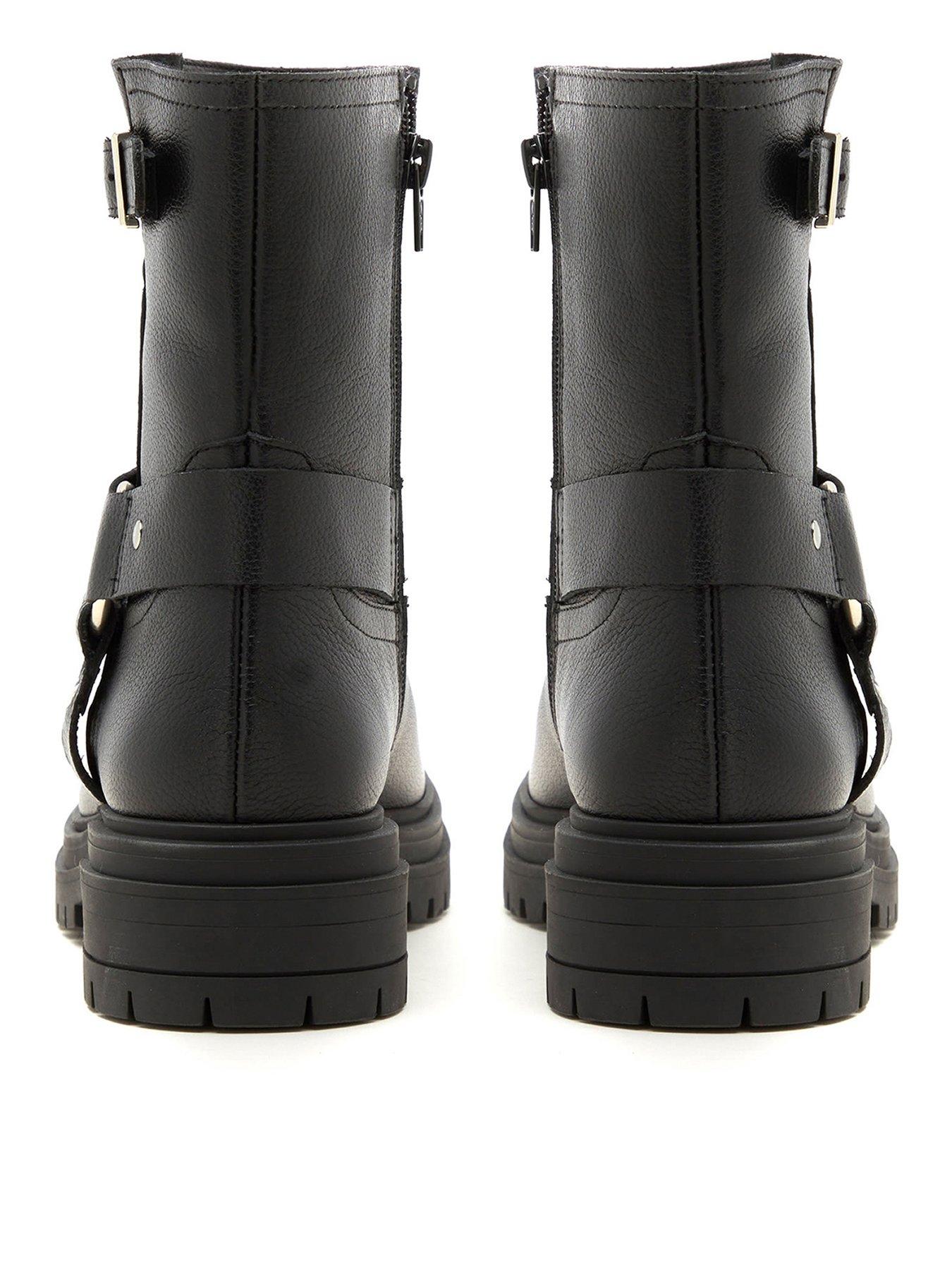 Black Leather Biker Boots